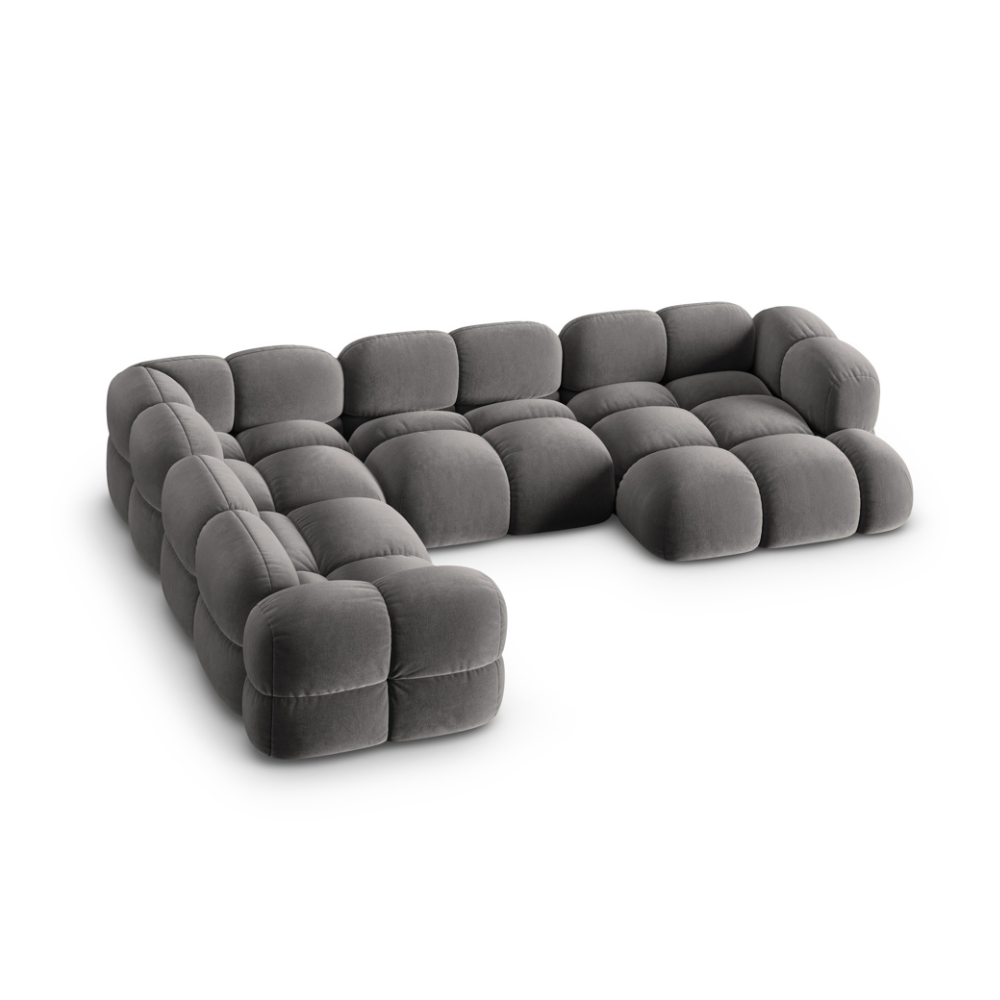 Samt-U-Form-Ecksofa links LORETTO grau