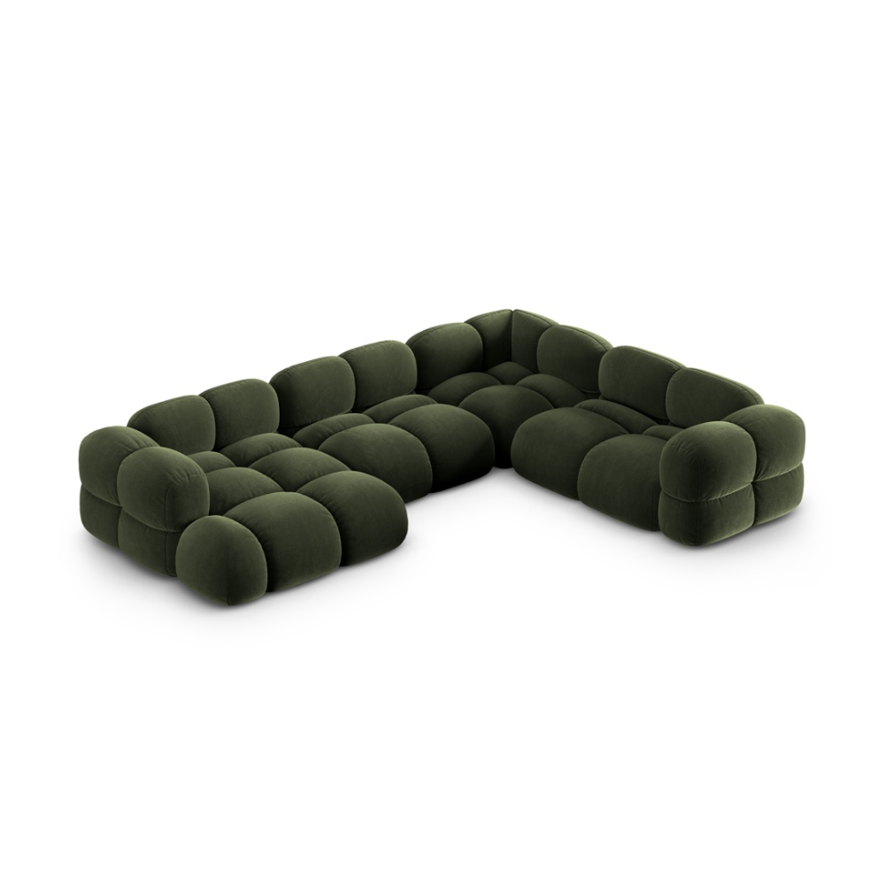 Samt-U-Form-Couch rechts LORETTO grün