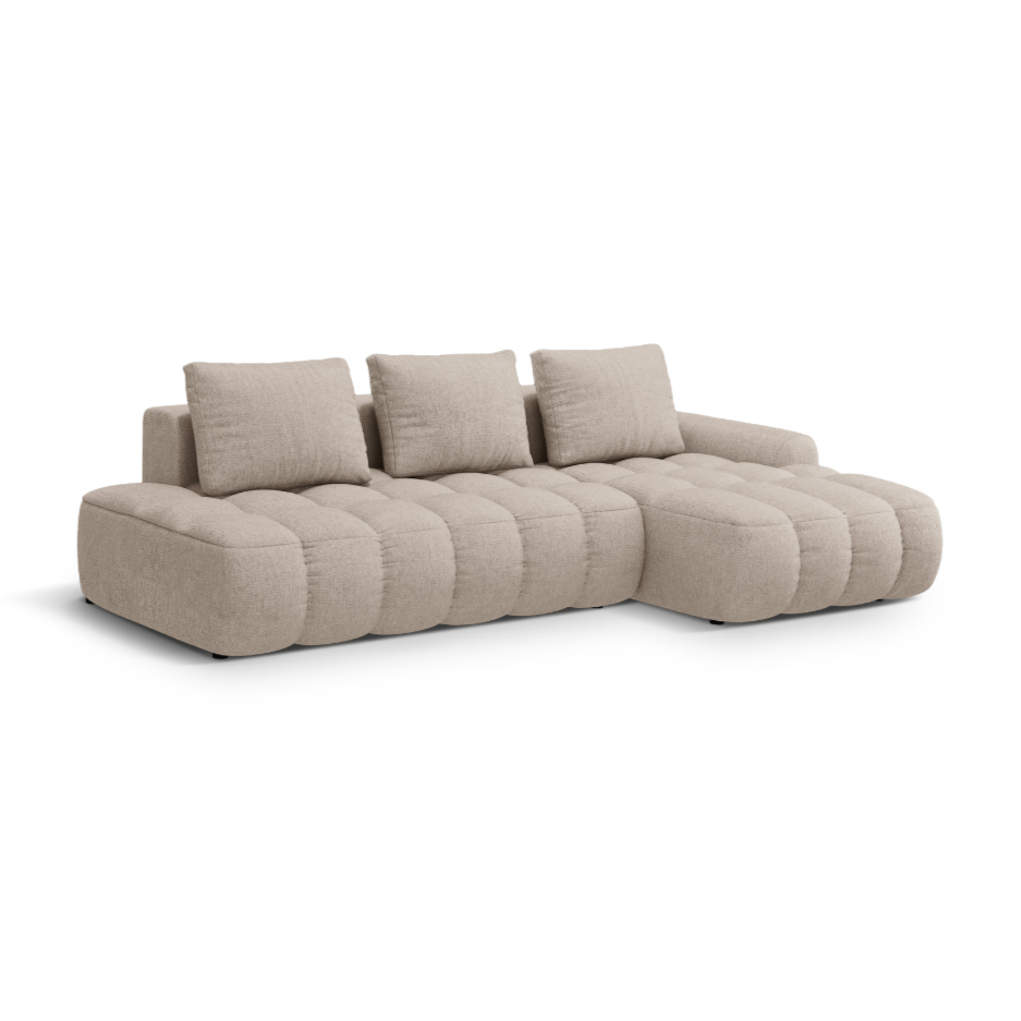 Right-sided corner sofa bed for 3 people LINZ sand