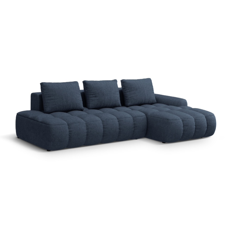 Right-sided corner sofa bed for 3 people LINZ blue