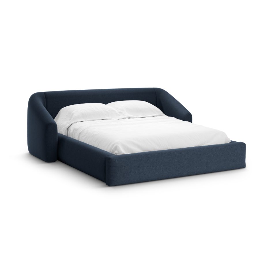 Bett CAMPI blaue Chenille