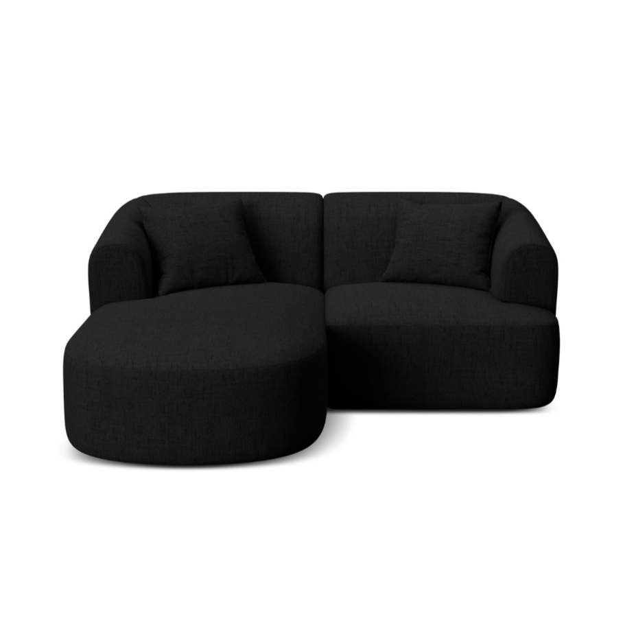 Left-sided 3-seater sofa CAMPI black chenille