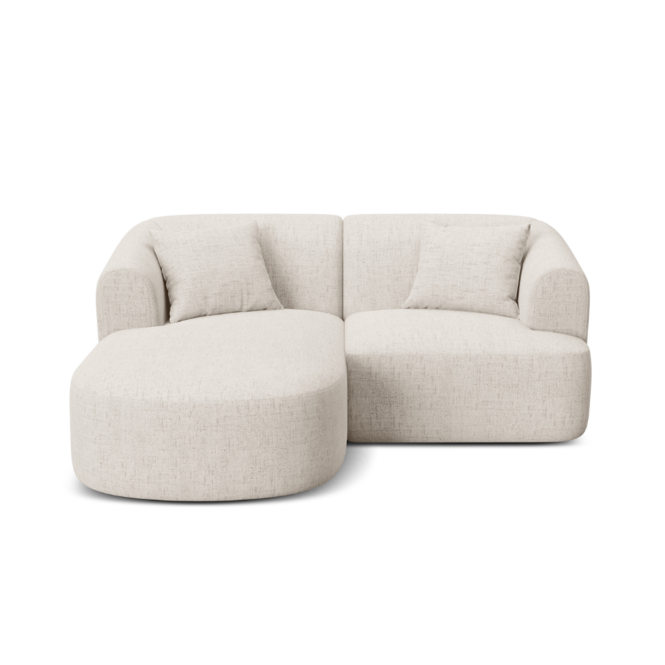 Linksseitiges 3-Sitzer-Sofa CAMPI in cremefarbenem Chenille