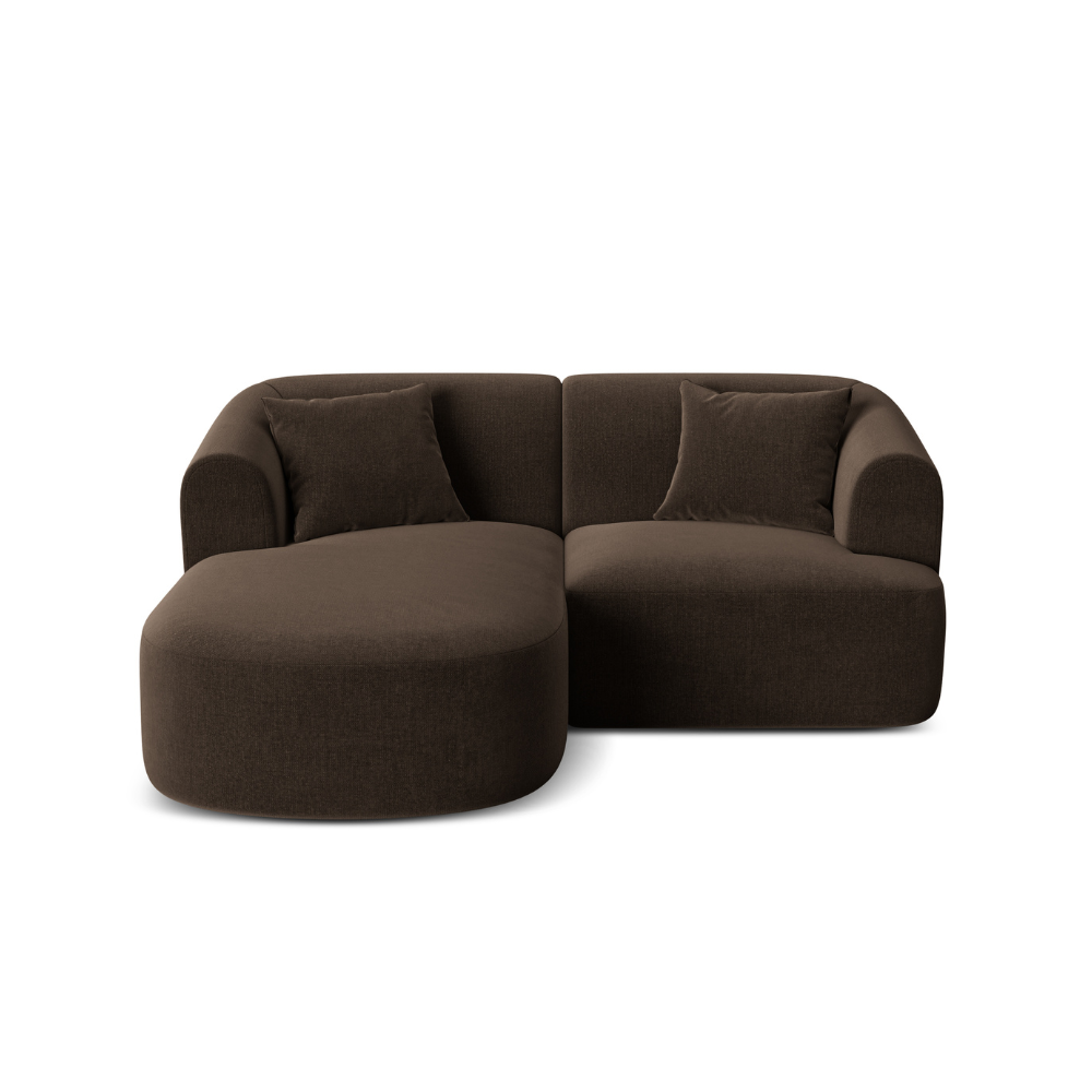 Left-facing velvet corner sofa for 3 people CAMPI chocolate