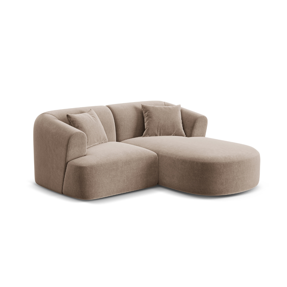 Samt-Ecksofa rechtsseitig 3-sitzig CAMPI dunkelbeige