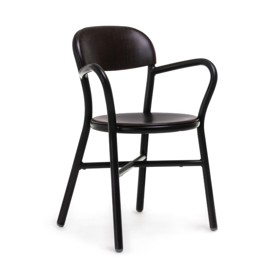 Stuhl mit Armlehnen PIPE dunkles Buchenholz