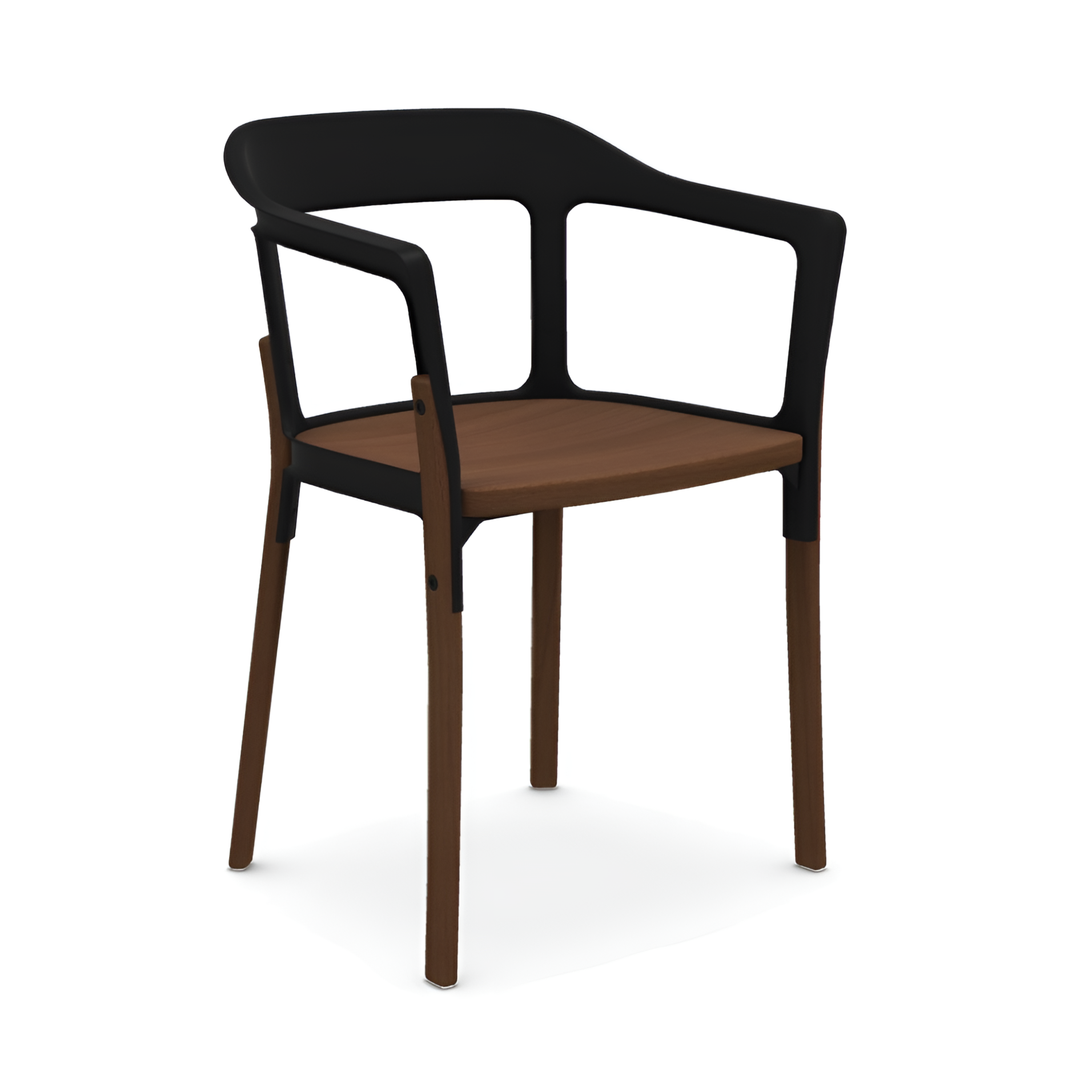 STEELWOOD chair walnut wood with black backrest