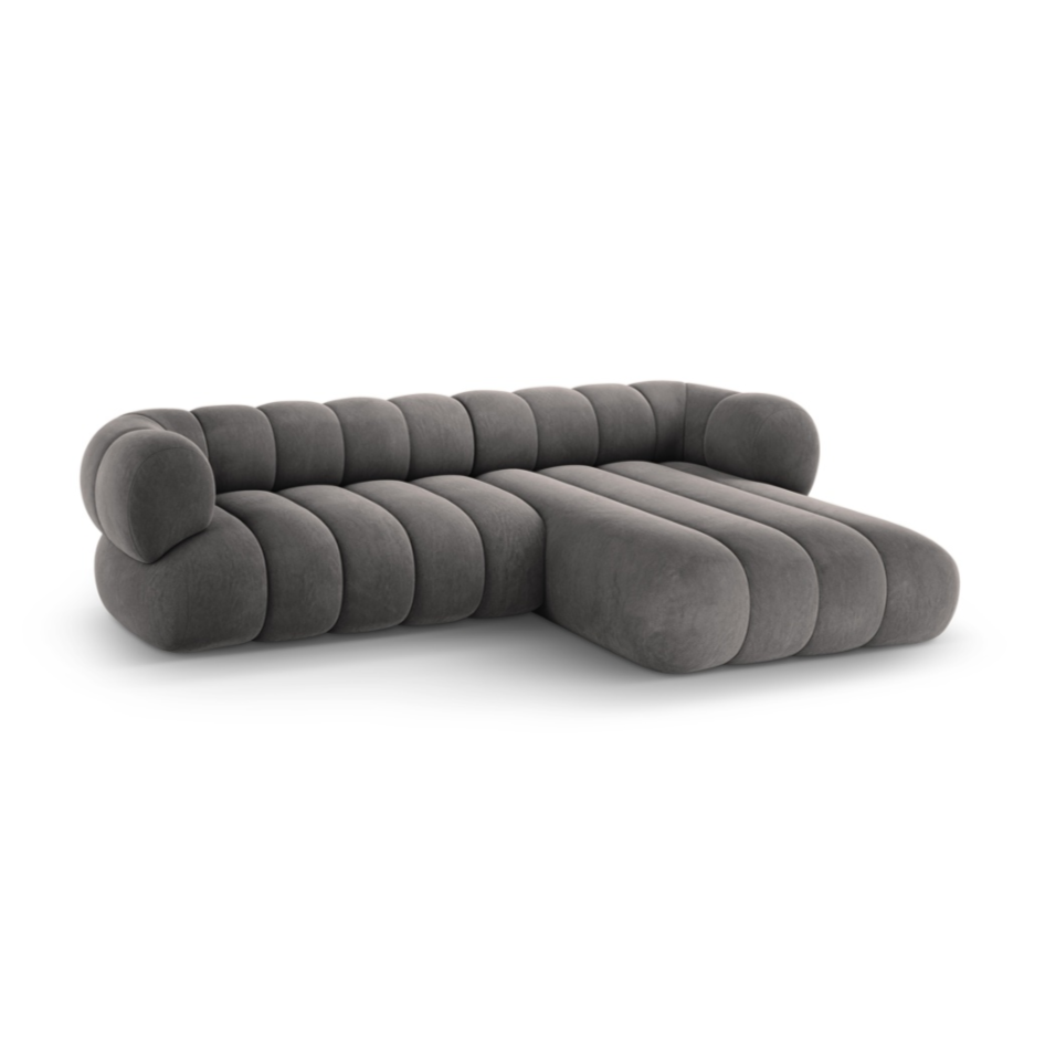 Velvet corner sofa for 5 people right-facing KOGE dark gray