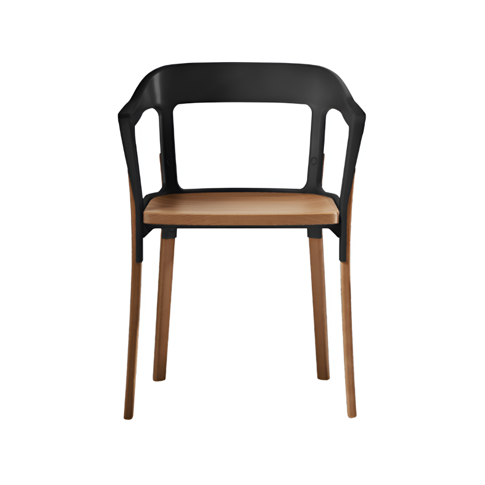 STEELWOOD chair walnut wood with black backrest