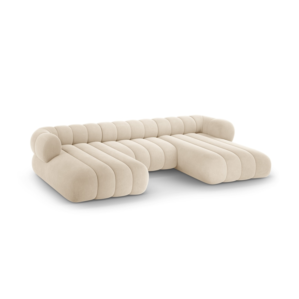 Sofa panoramisch samtig 6-sitzig KOGE beige