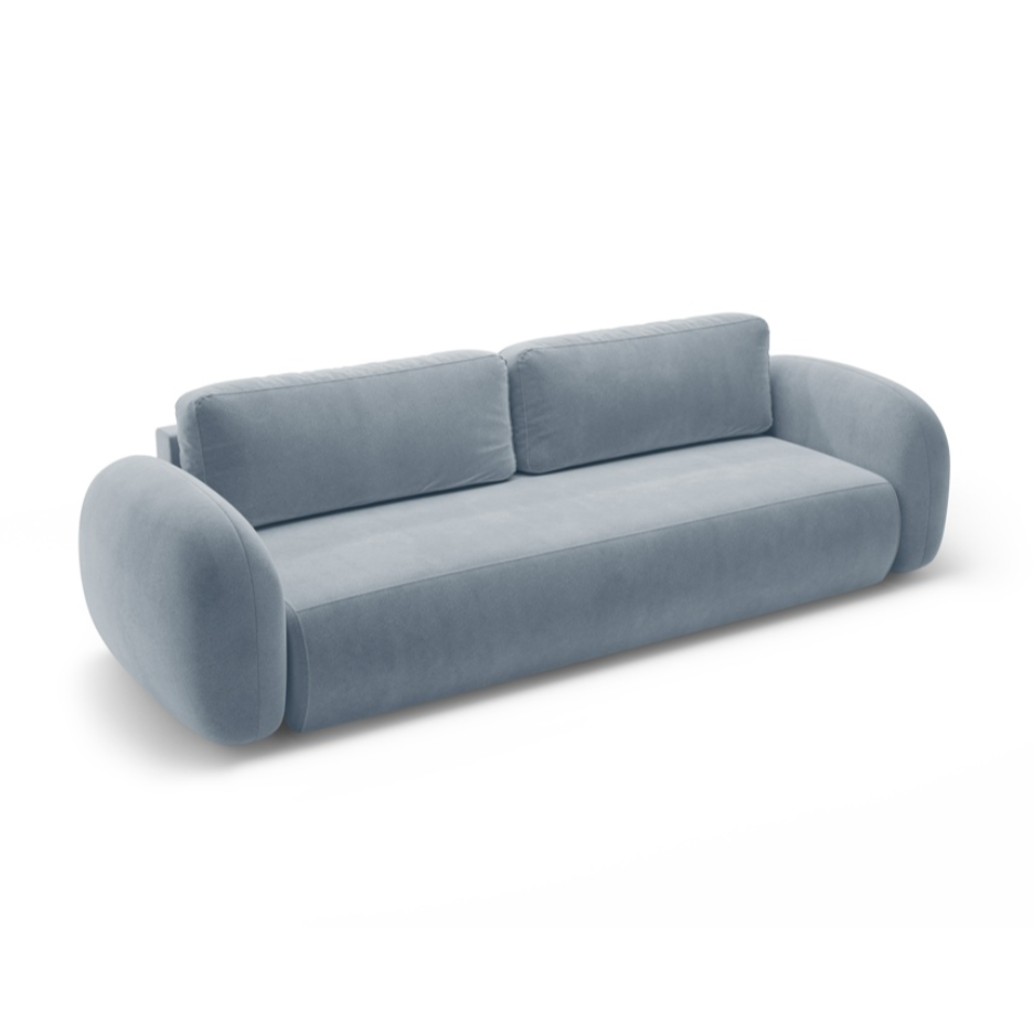 Velvet sofa with sleeping function for 3 people TONALE in light blue