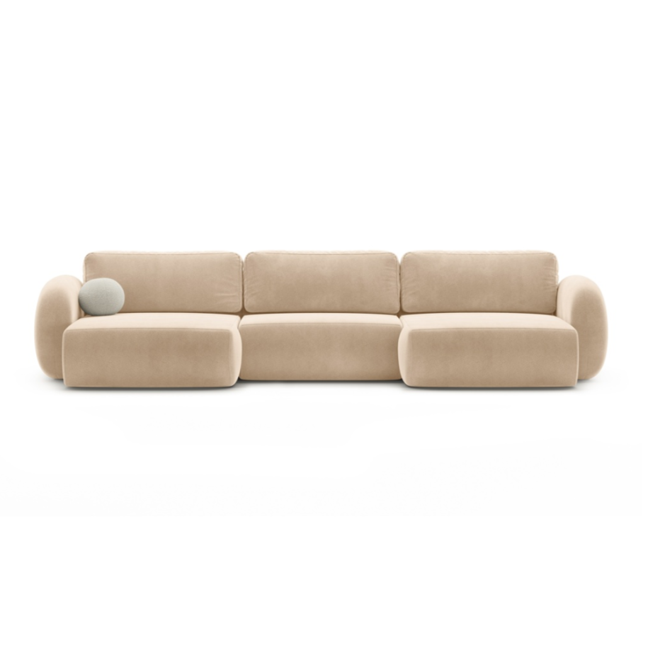 Sofa panoramisch aus Samt mit Schlaf-Funktion für 5 Personen TONALE beige