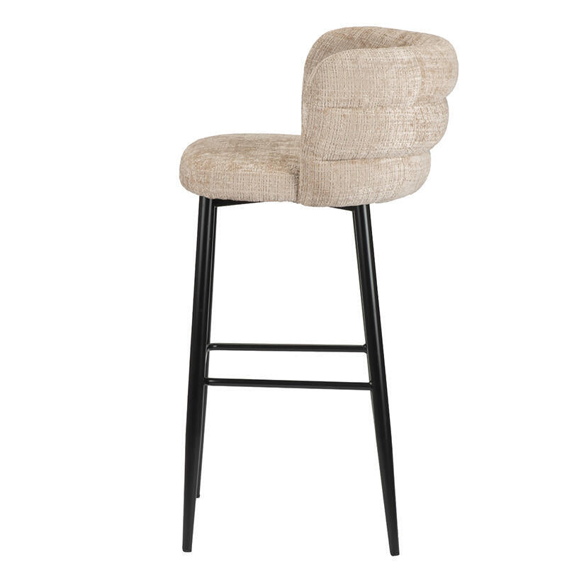 CLOUD Cream Beige Stool with Black Base