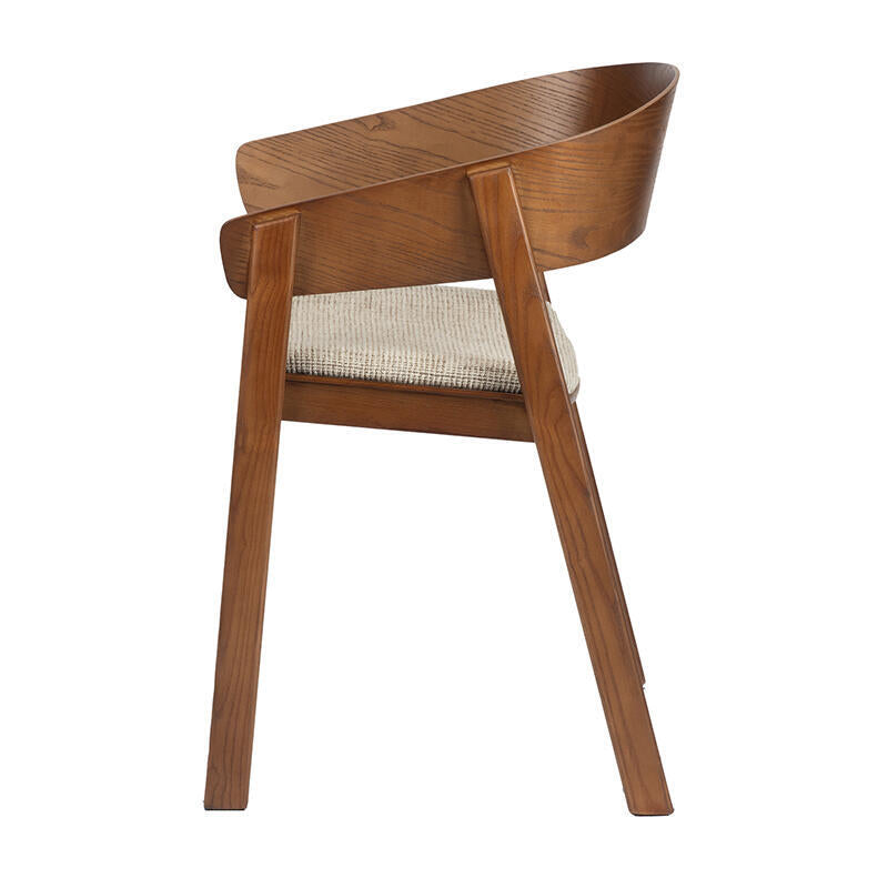 EDO Armchair in Beige with Dark Wooden Base