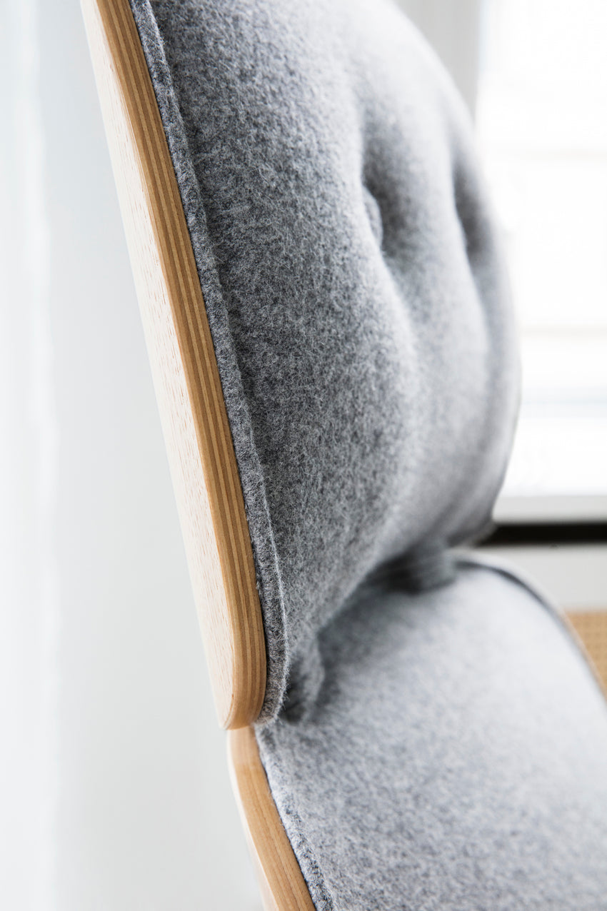 PAD armchair high black ash veneer with a gray base