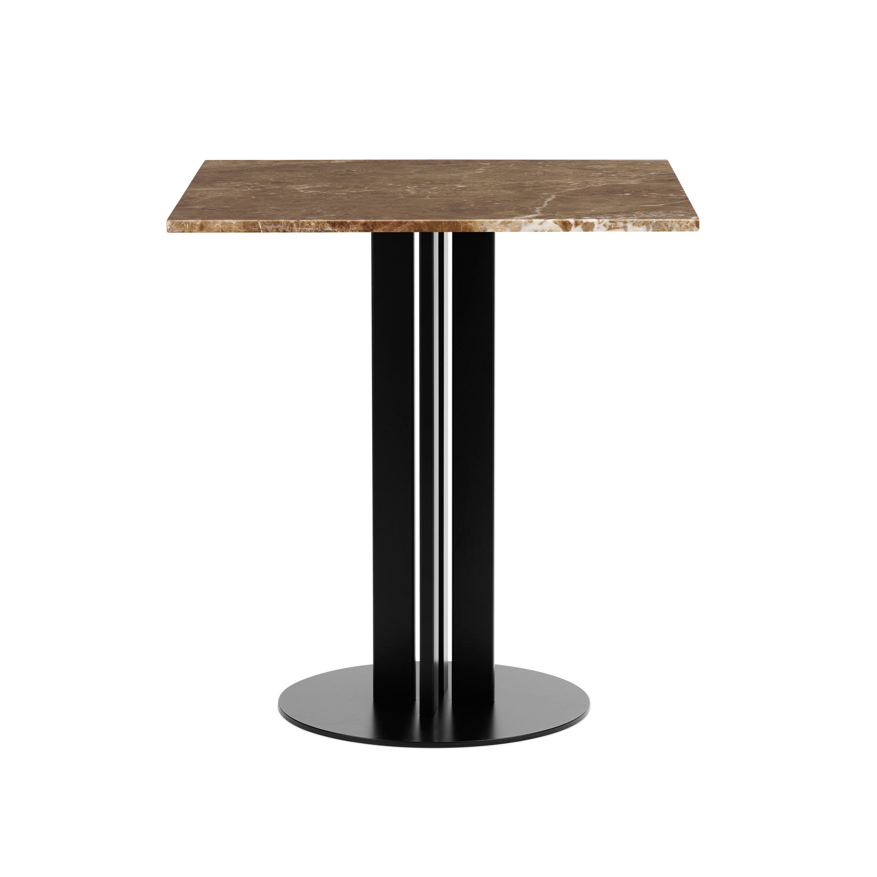 Cafe Table Scala Sand Marmor Top mit einer schwarzen Basis