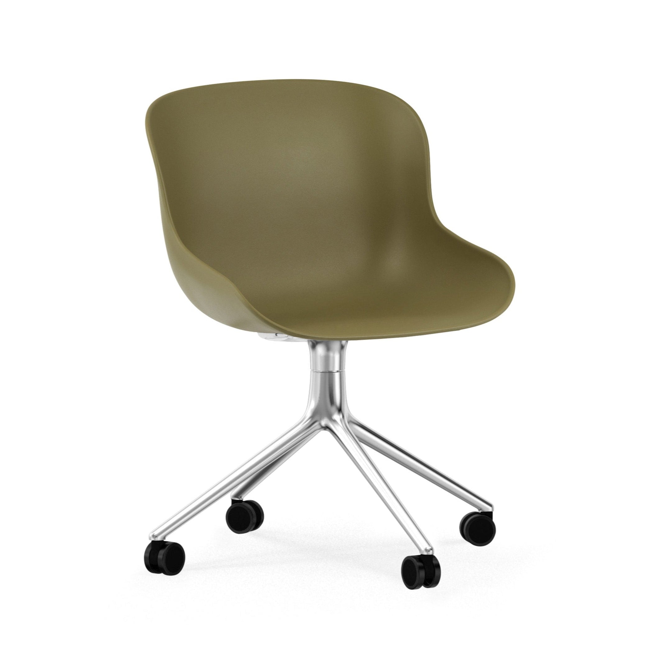Hyg 4W Olive Office Chair mit einer Aluminiumbasis