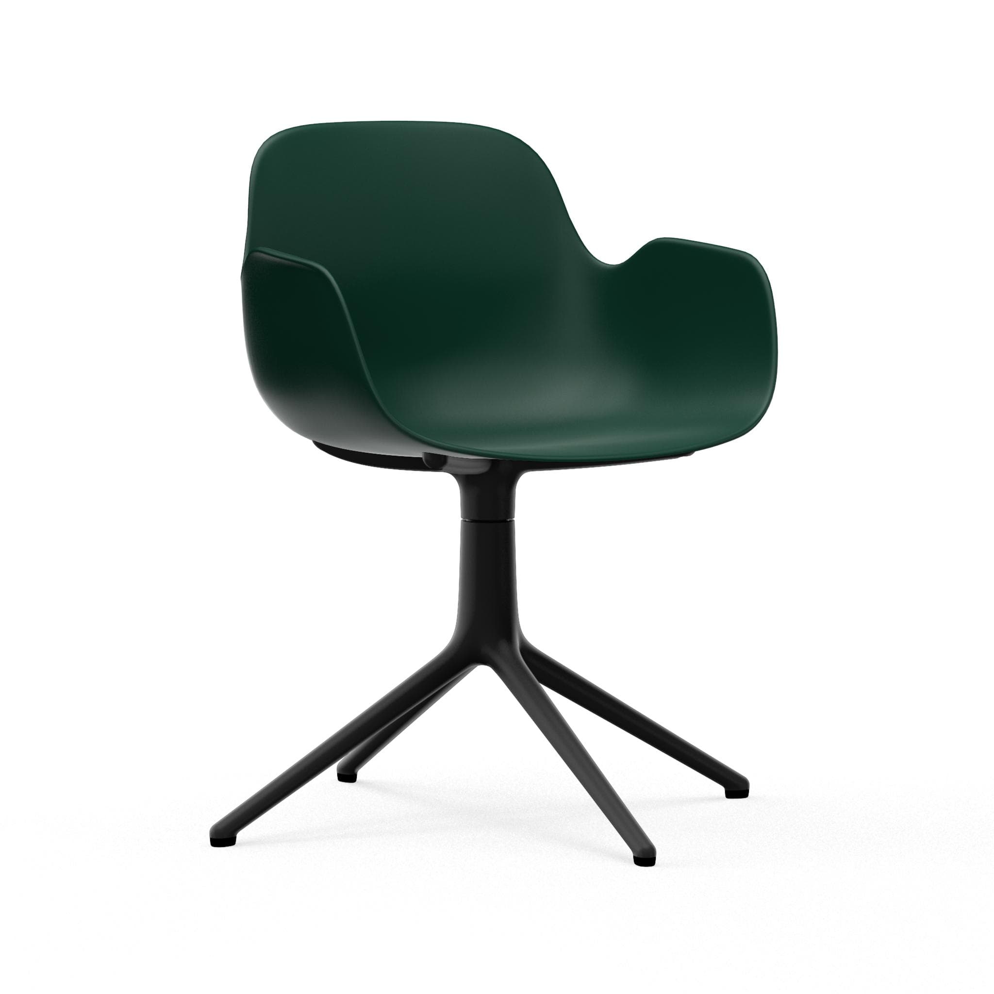Office chair with armrests 4L green with a black base