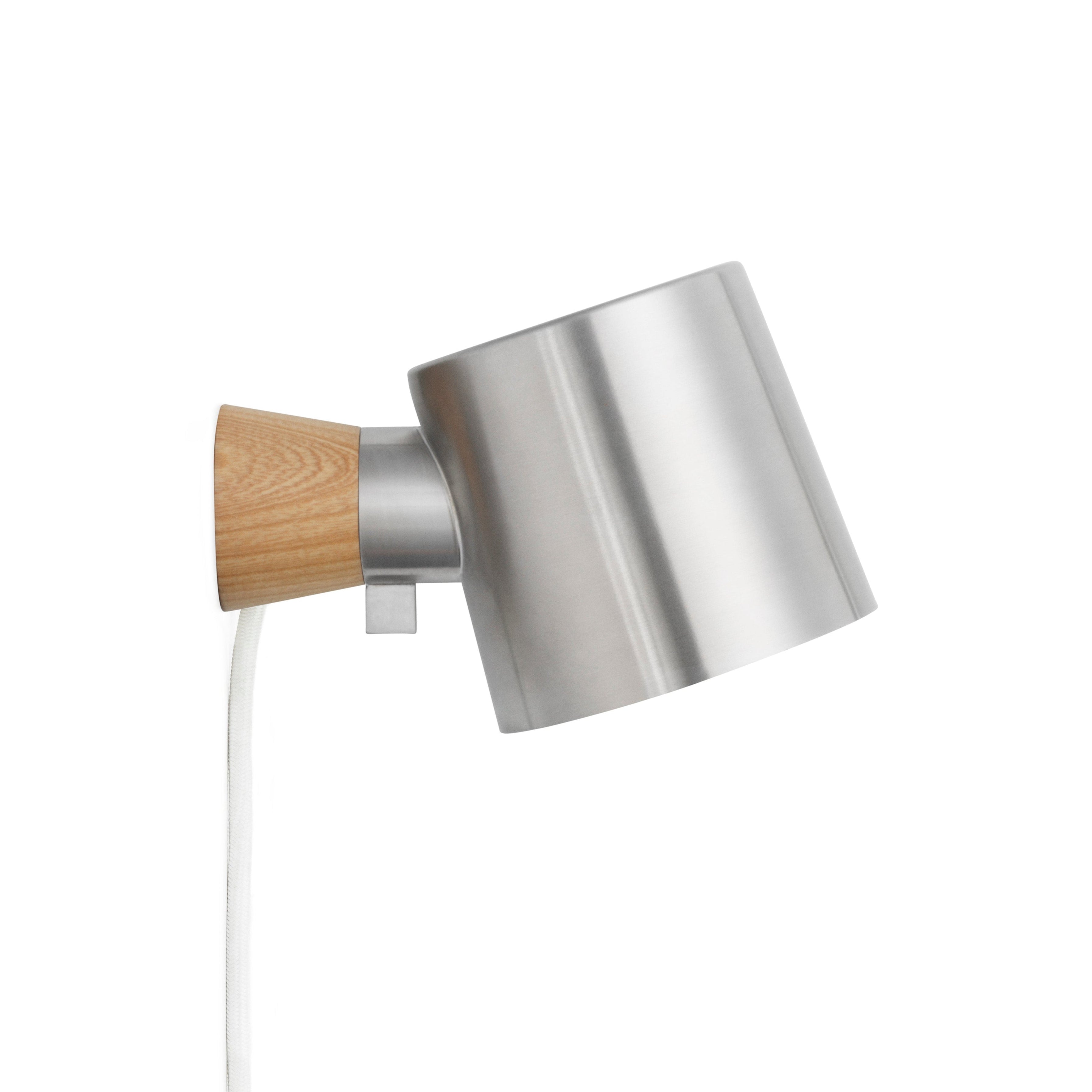 Adjustable wall lamp RISE stainless steel with wood