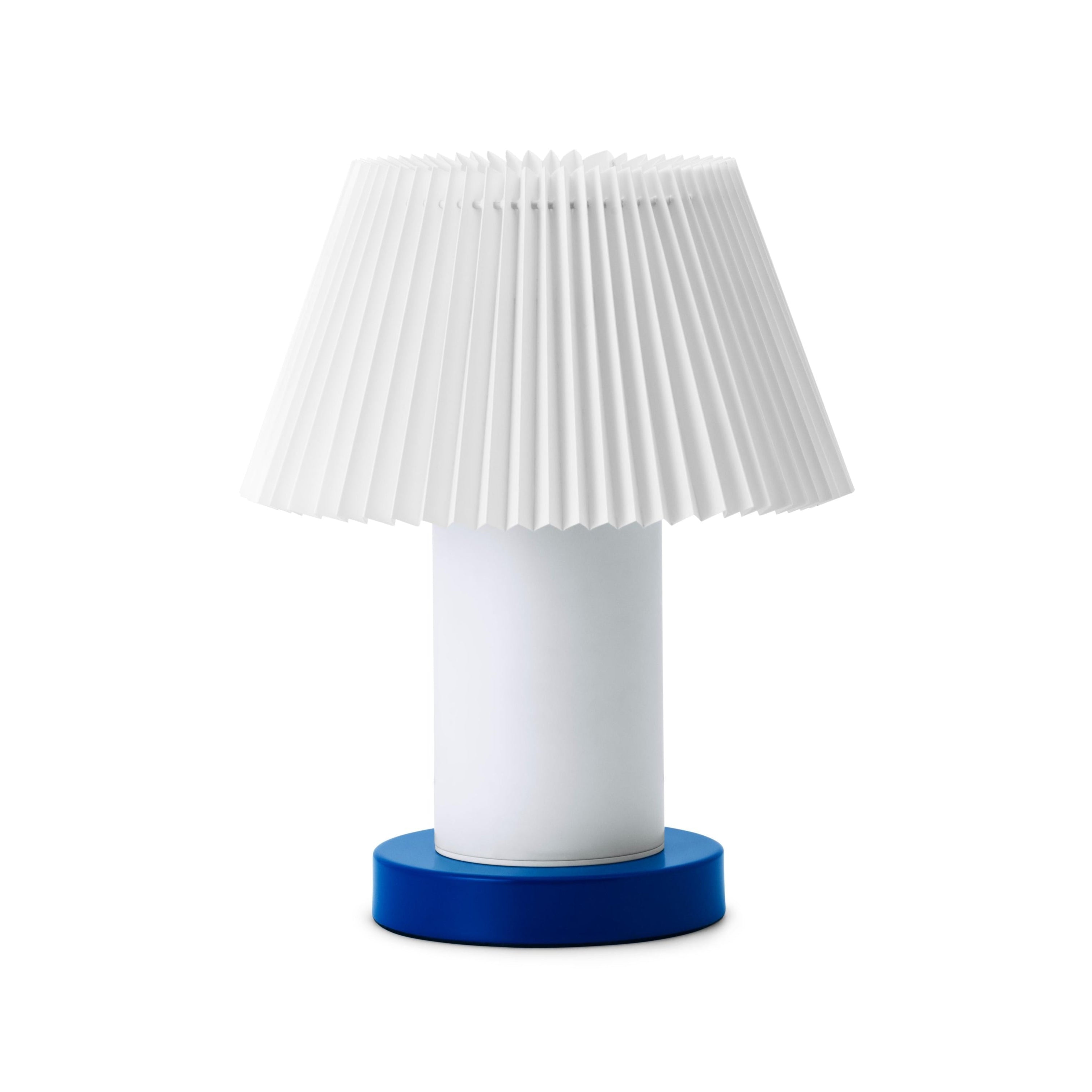 CELLU Tischleuchte weiß mit blauem Fuß
