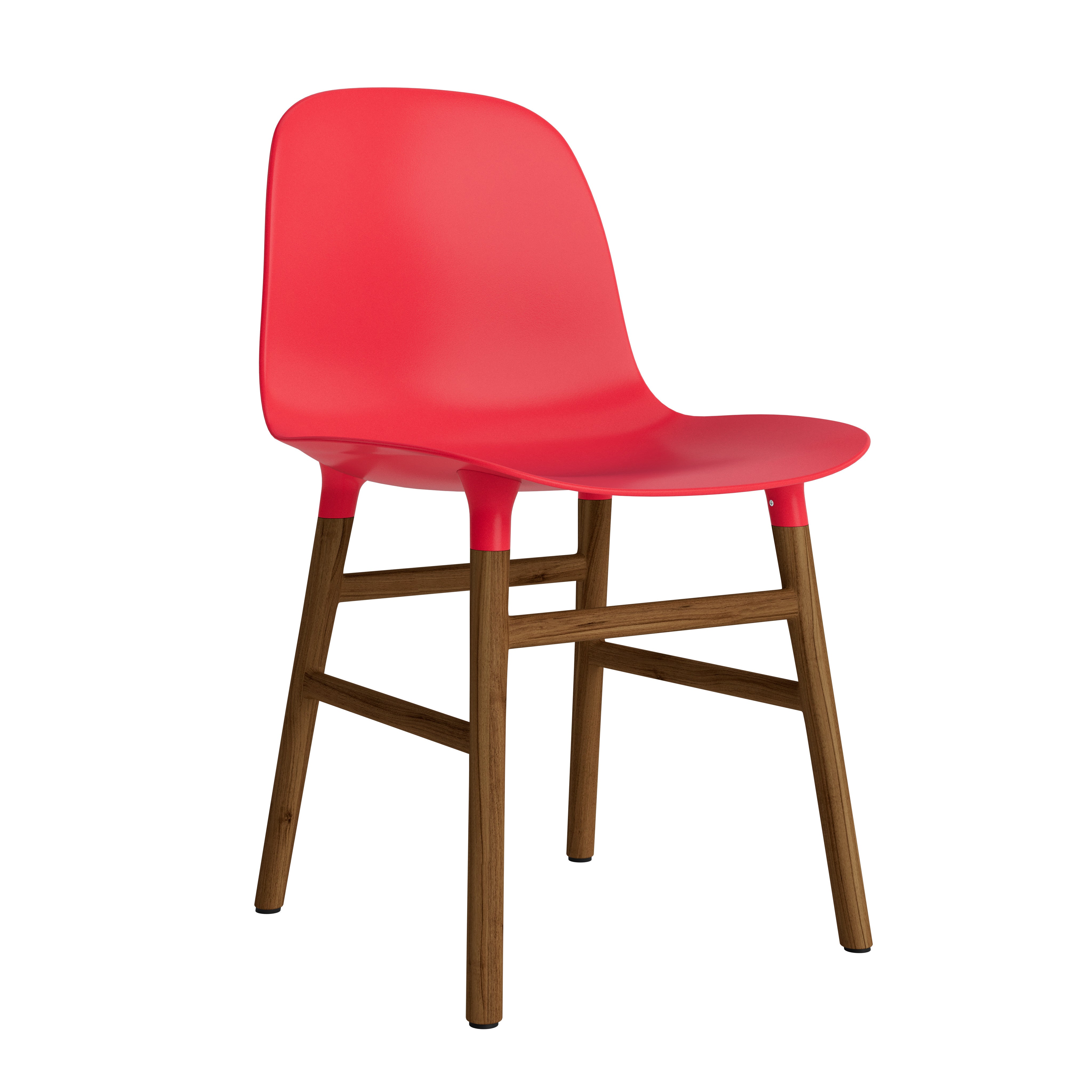 Red forms chair with a nutty base