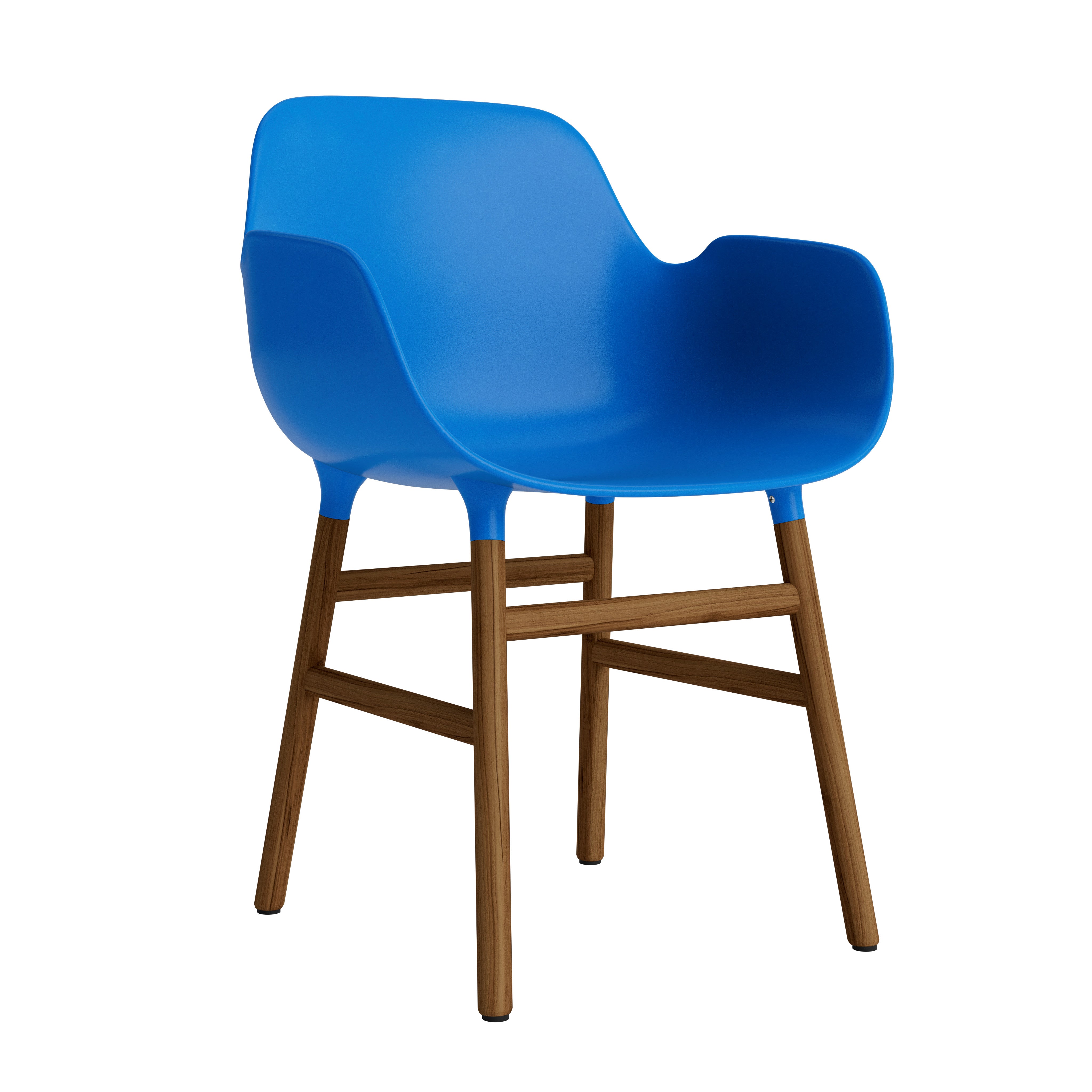 Chair with armrests of blue forms with a nutty base
