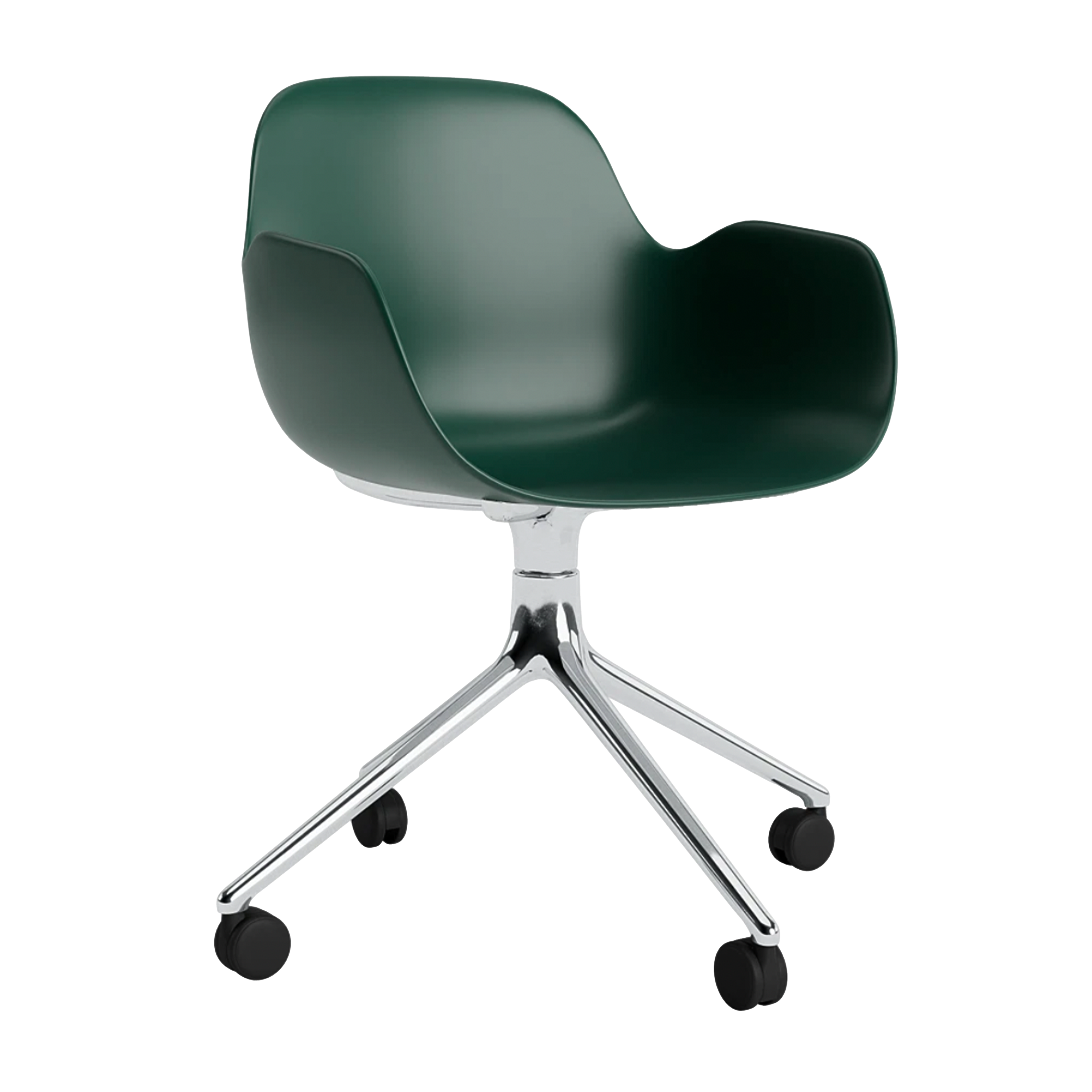 Bürostuhl mit 4W grünen Armlehnen mit einer Aluminiumbasis