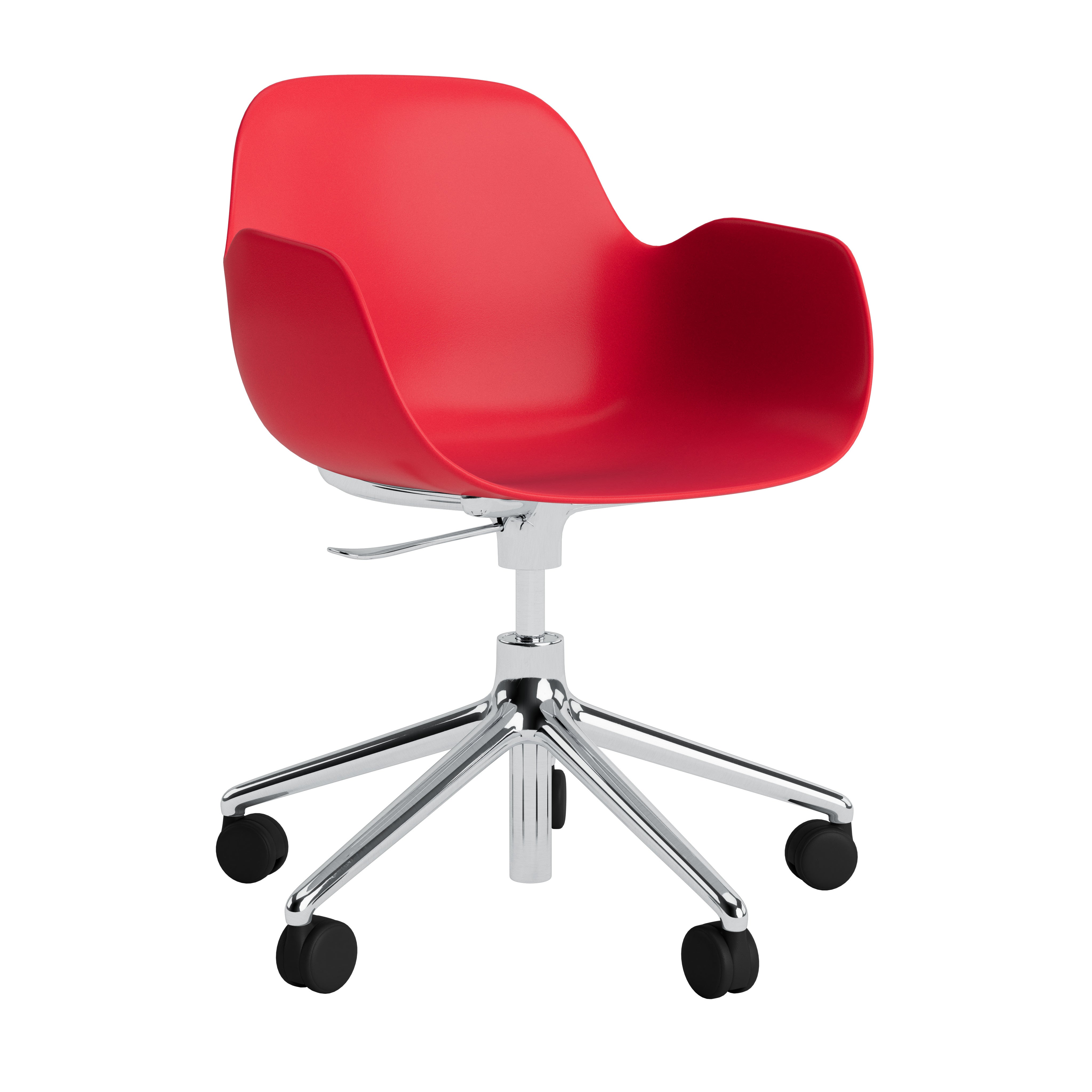 Office chair with armrests with adjustable 5W forms red with an aluminum base
