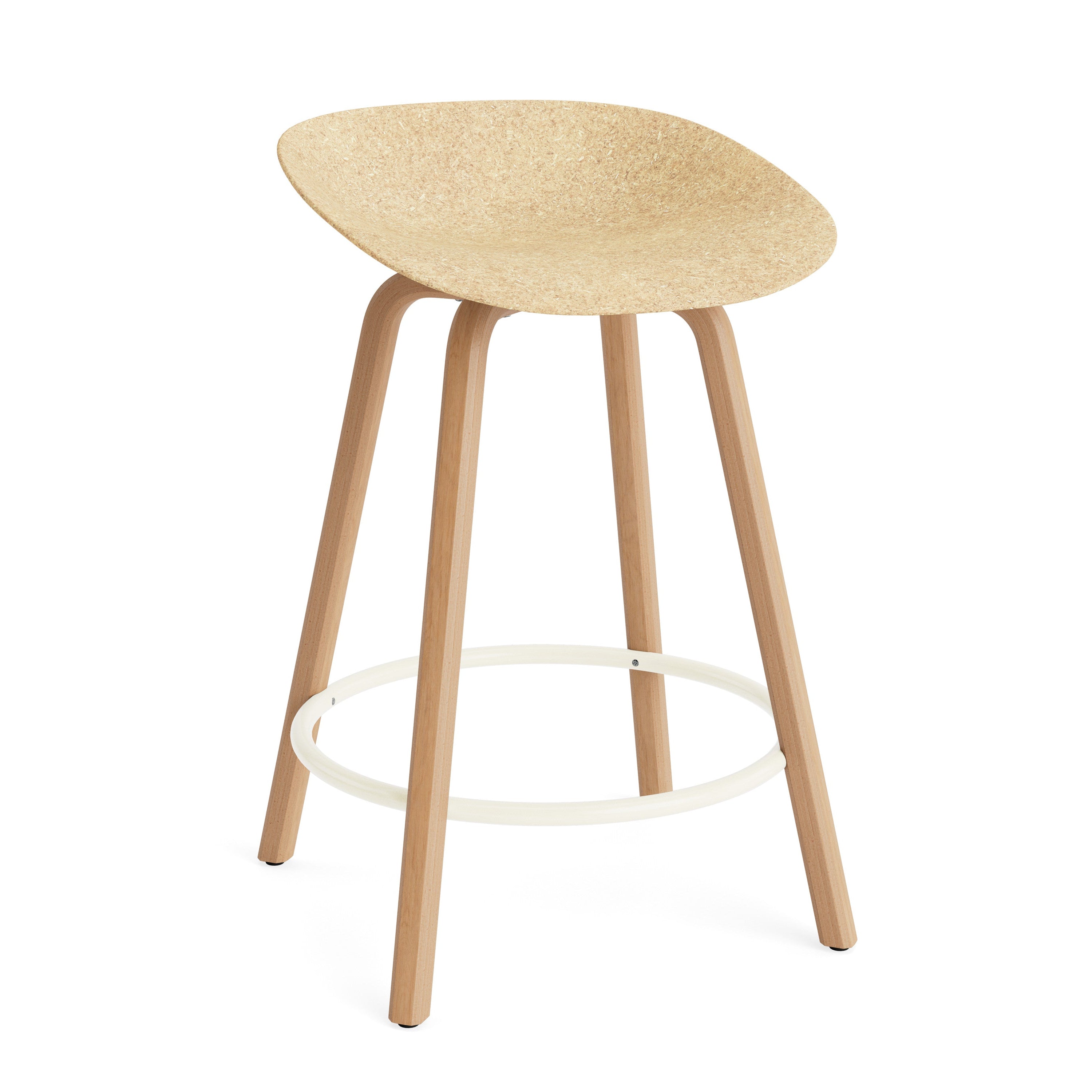 Bar Stuhl Mat Beige mit Buchenbasis