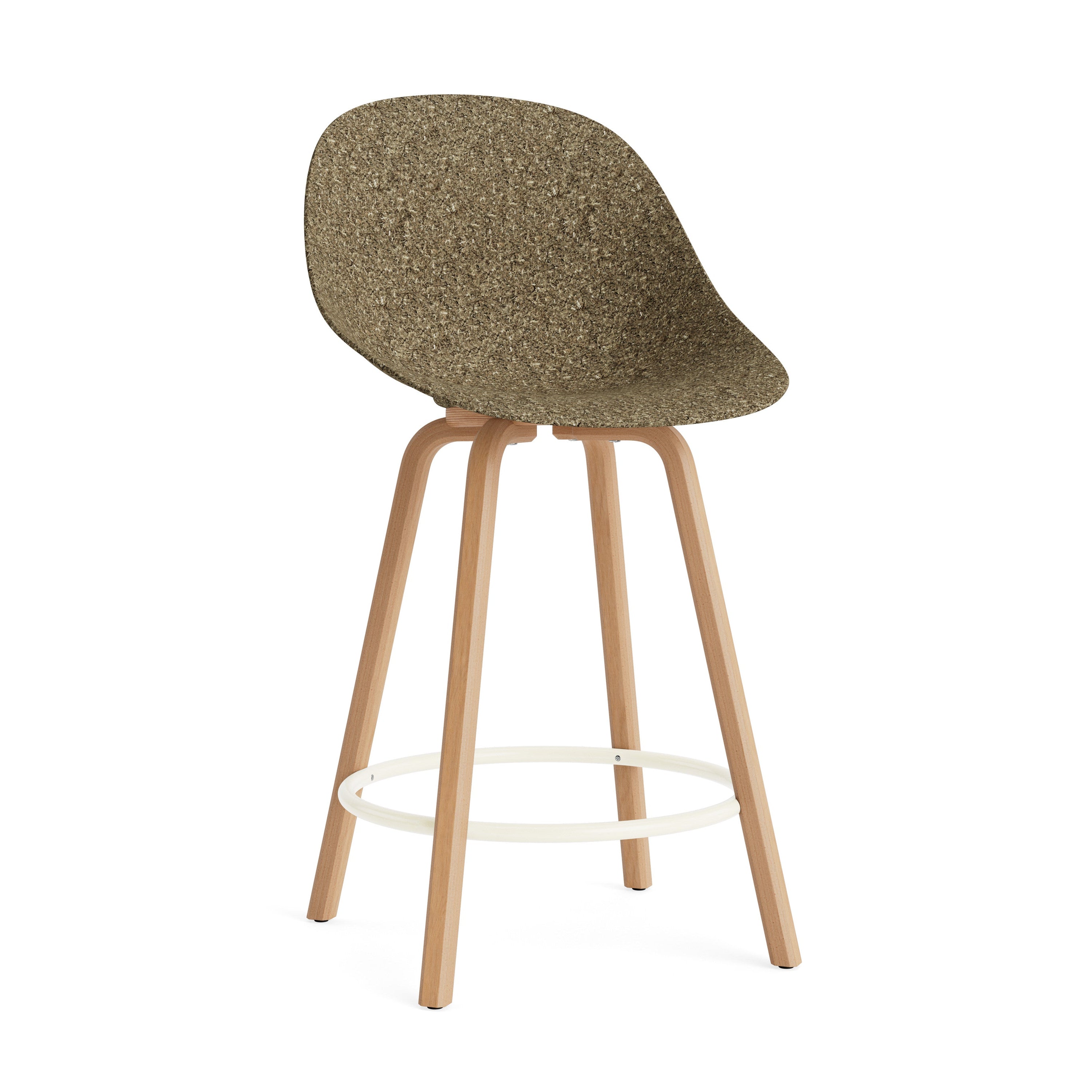 Bar chair with backrest of green mat with beech plywood