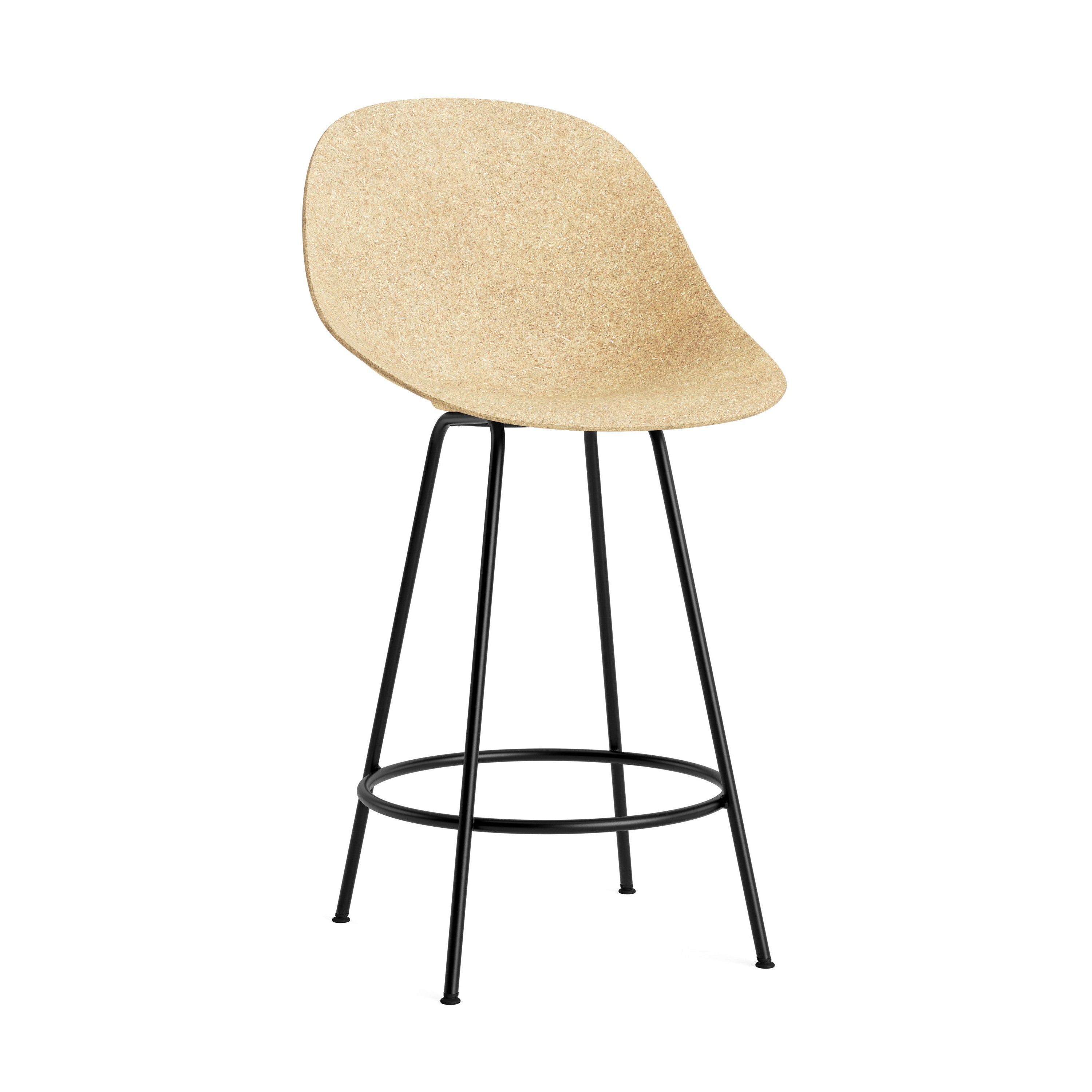 Barstuhl mit einer beige Matte mit einer schwarzen Basis