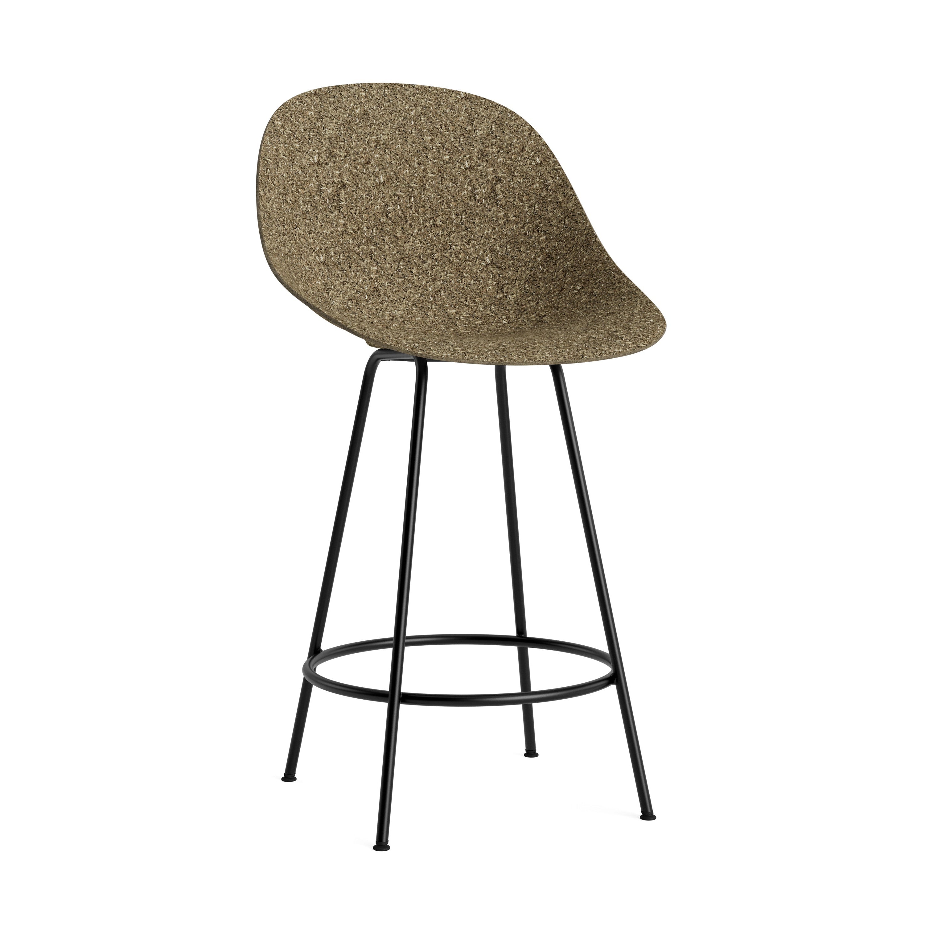Bar chair with a back of the green mat with a black base