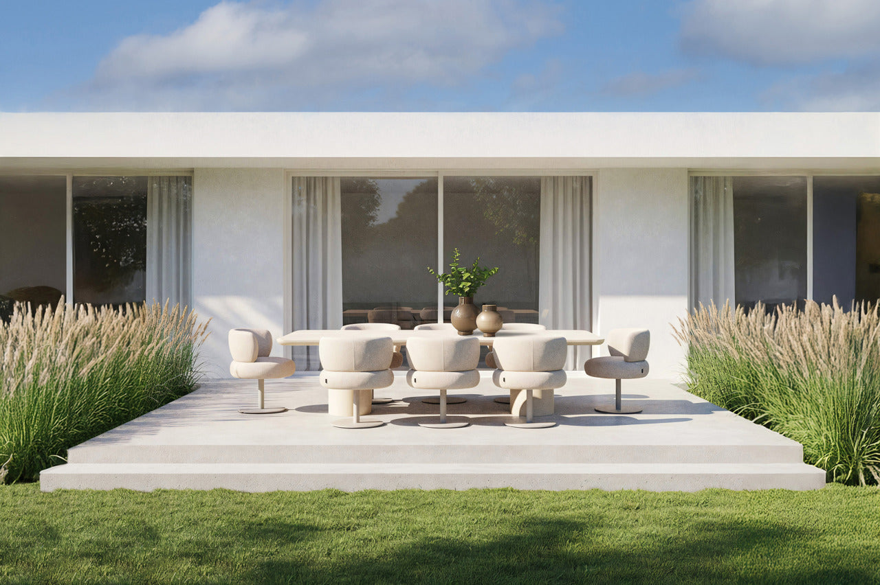 MASON Swivel Outdoor Chair in Gray Beige