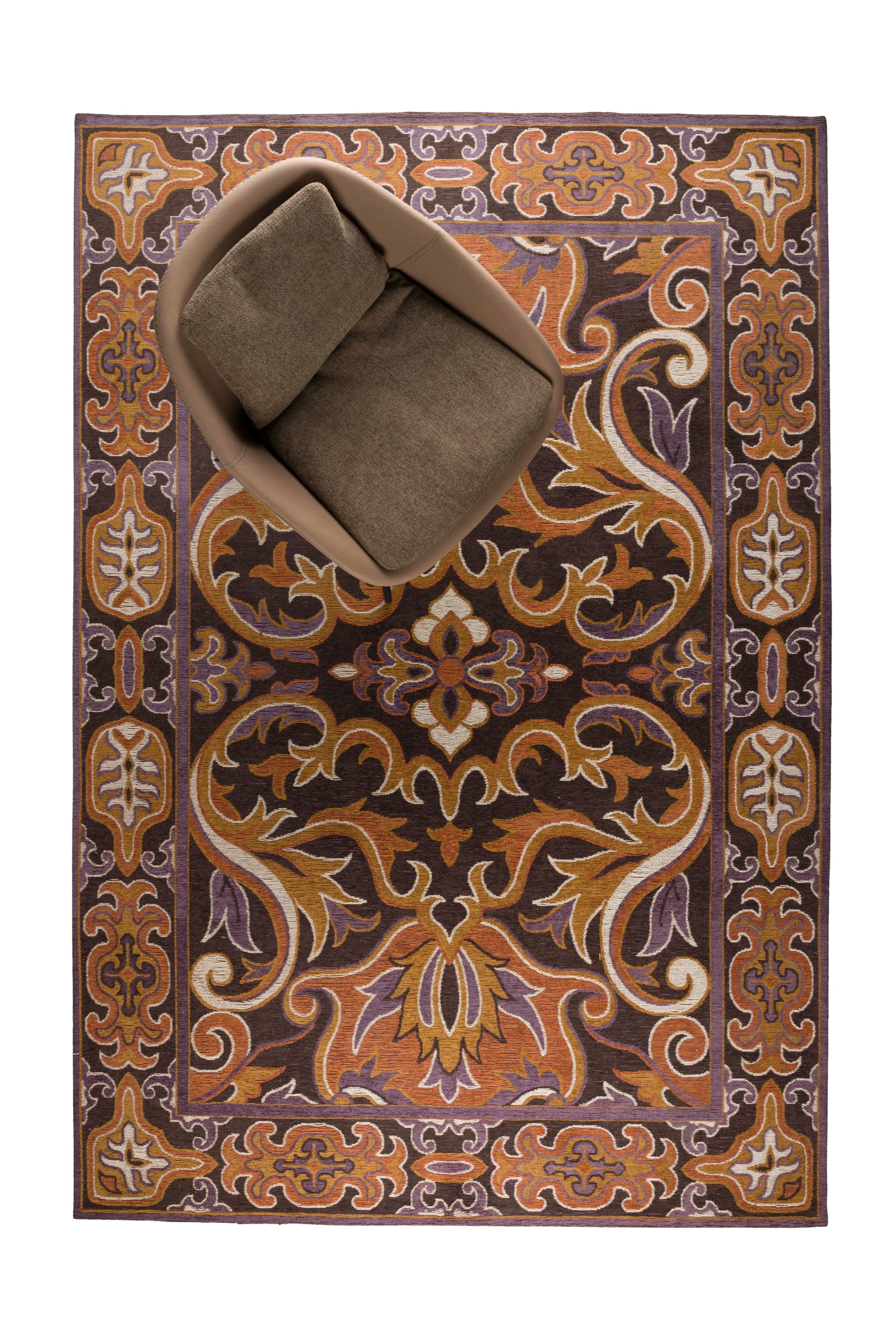 BASHMIRA rug in orange with brown