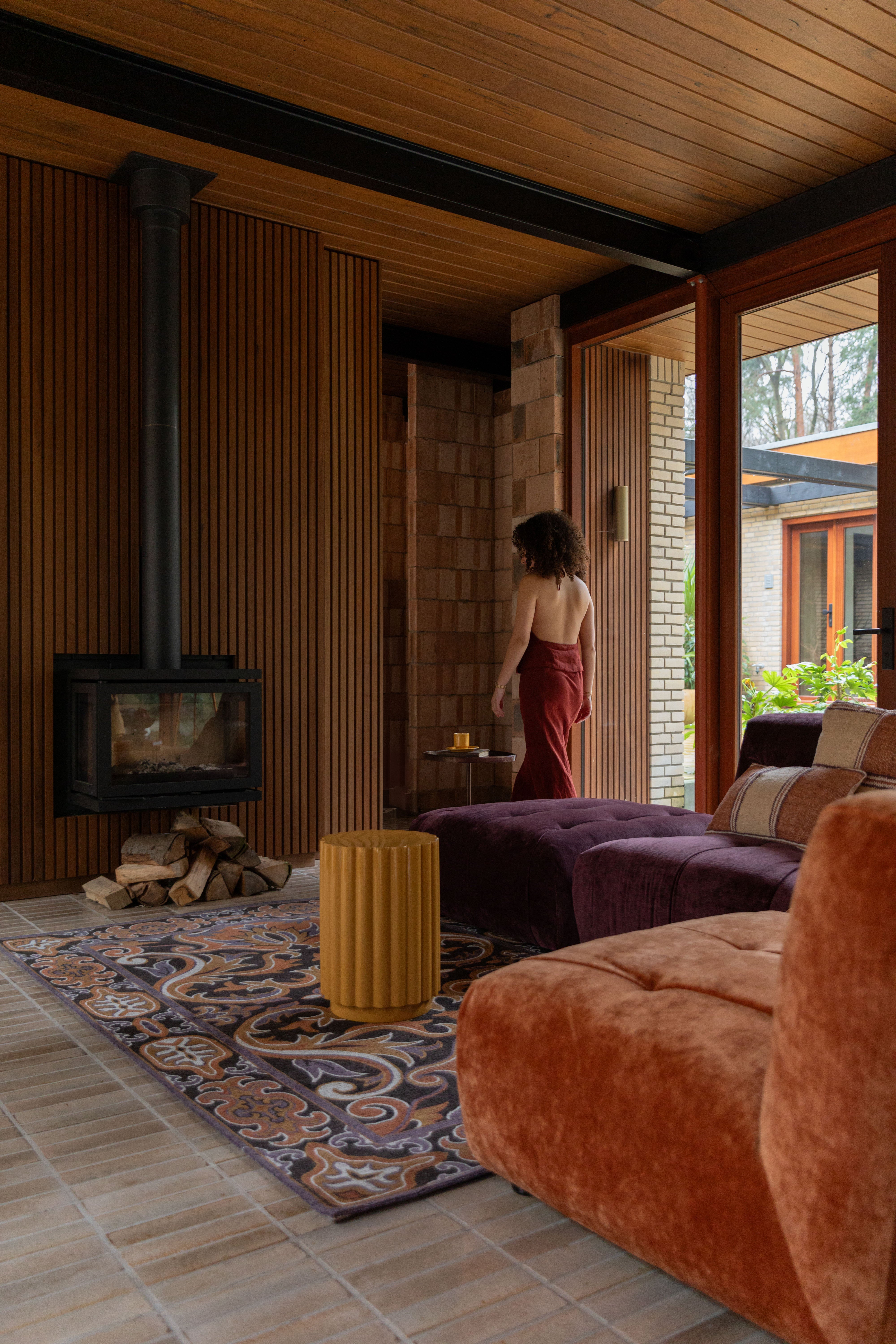 BASHMIRA rug in orange with brown