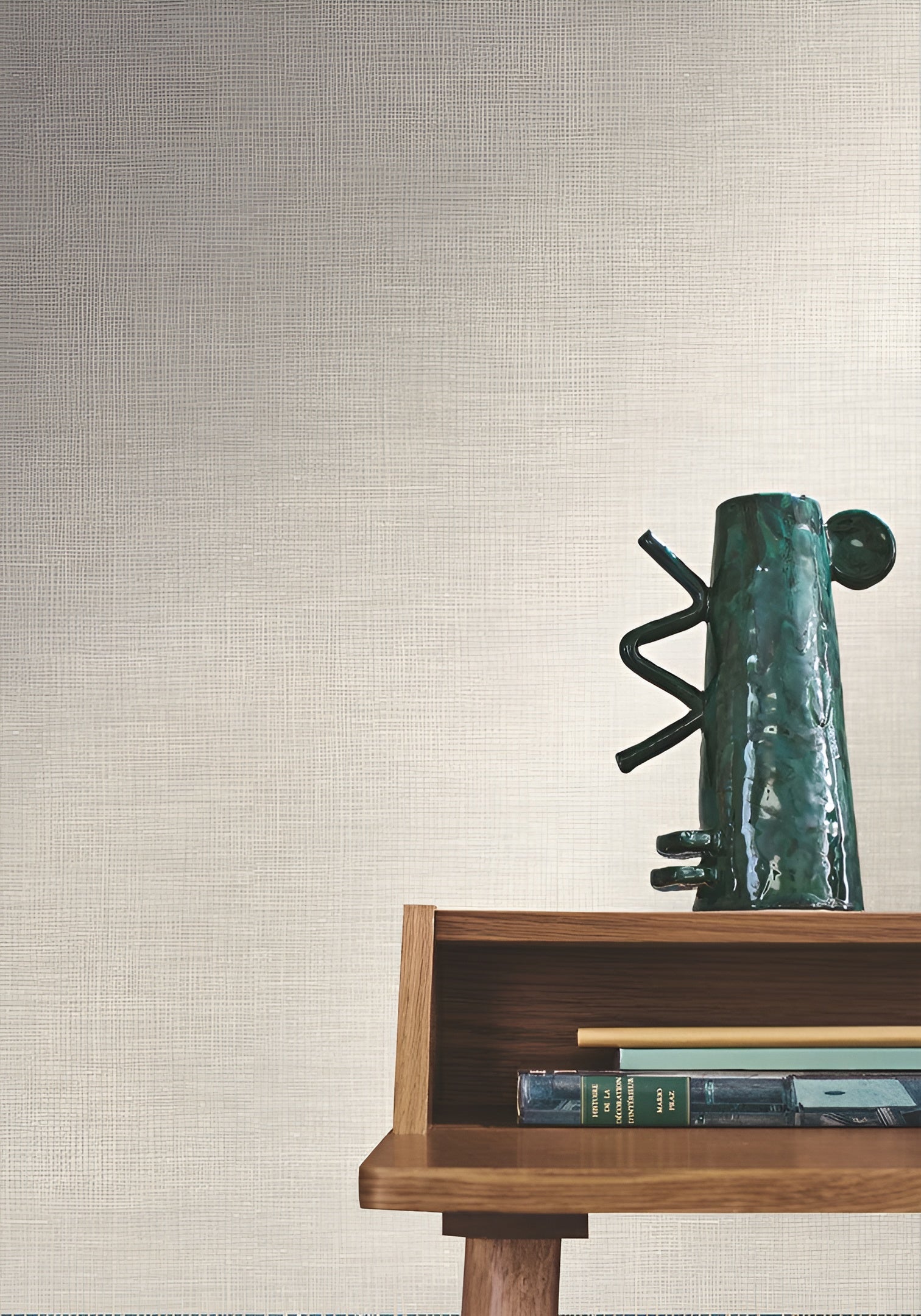 Struktur-Tapete, die Leinenstoff imitiert SHINOK - MASTIC dunkelbeige