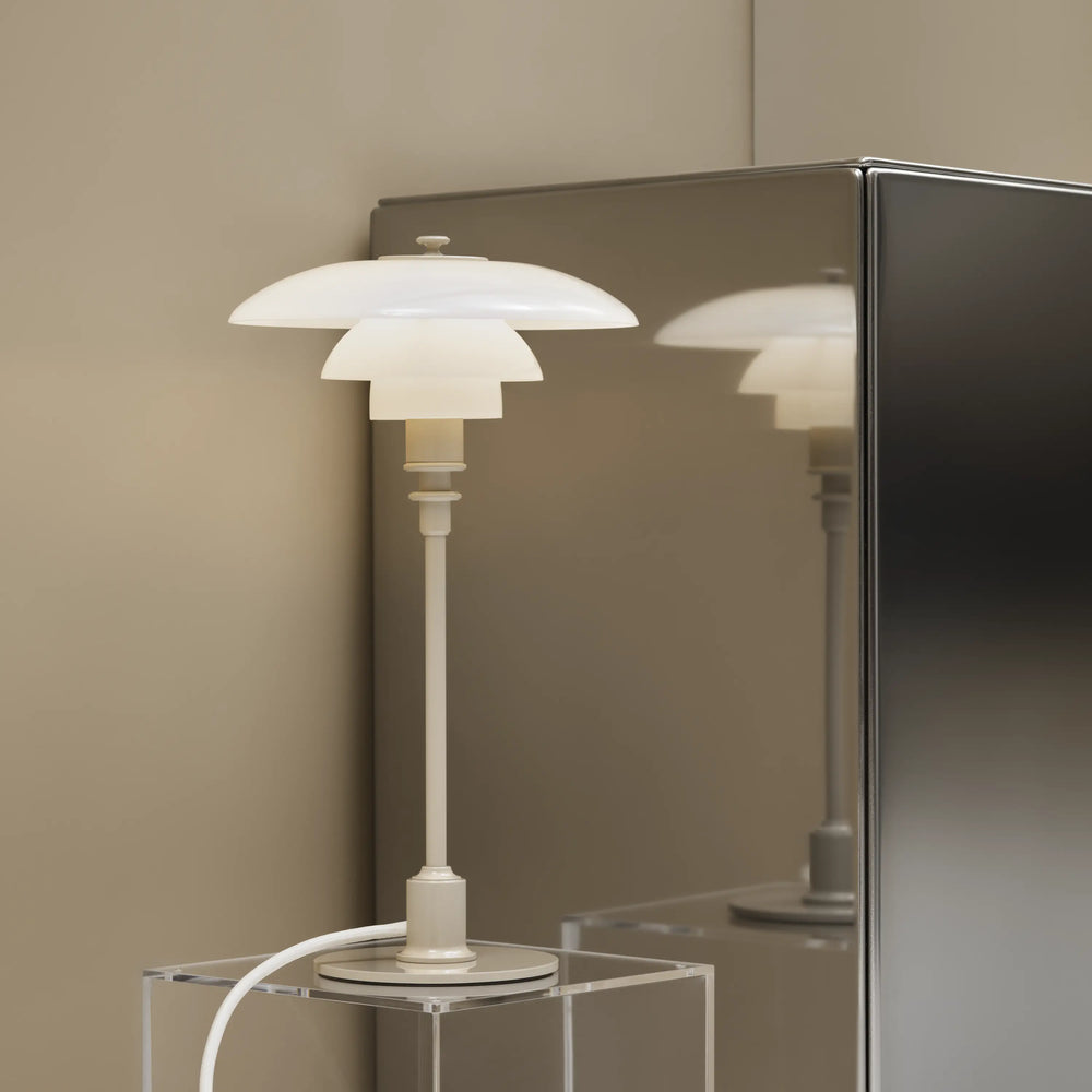 Tischlampe PH 2/1 weiß mit beigem Fuß