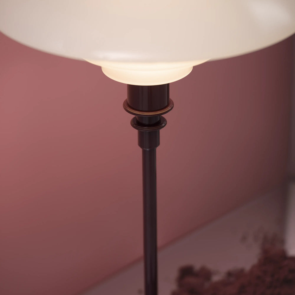 Tischlampe PH 2/1 in Weiß mit bordeauxfarbenem Fuß