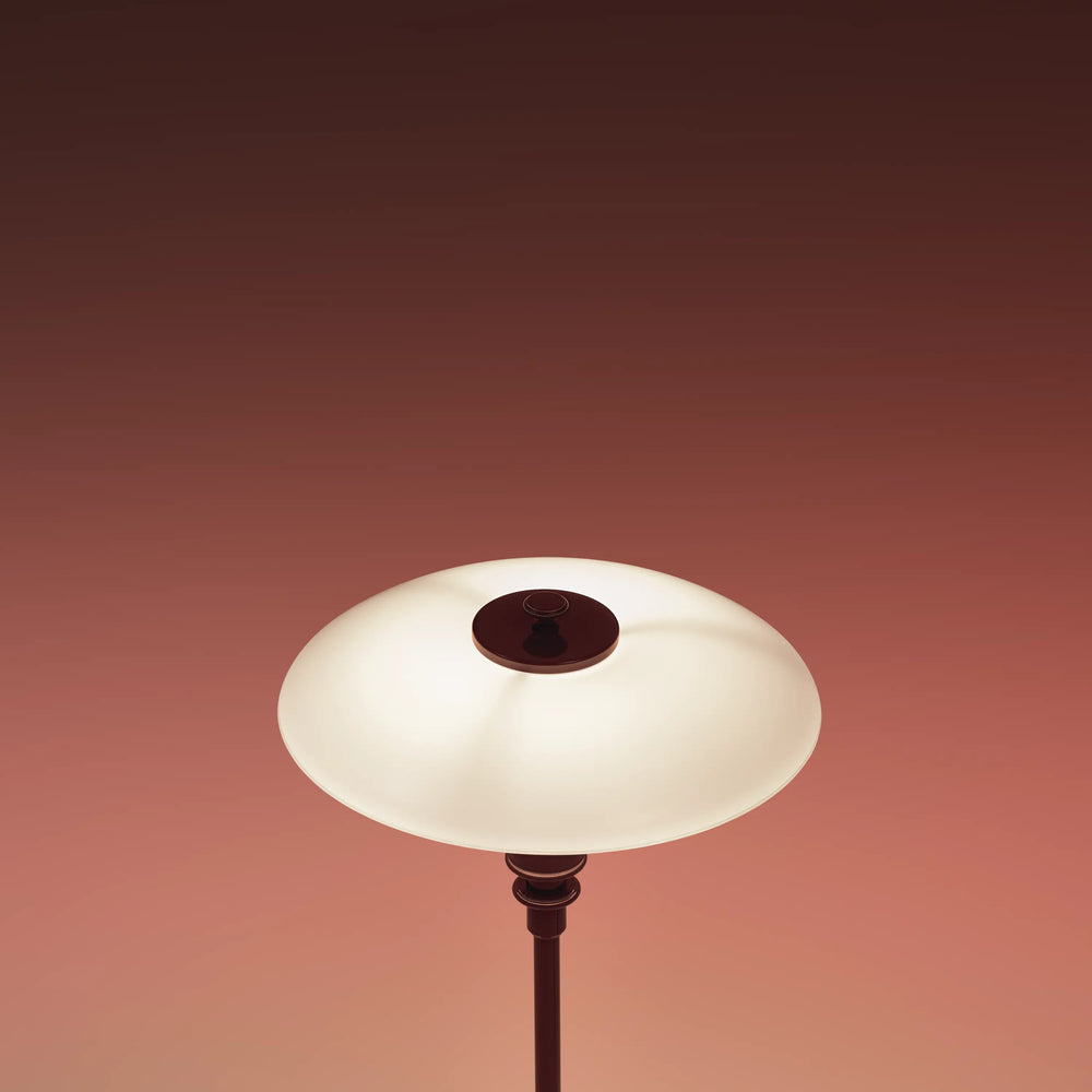 Tischlampe PH 2/1 in Weiß mit bordeauxfarbenem Fuß