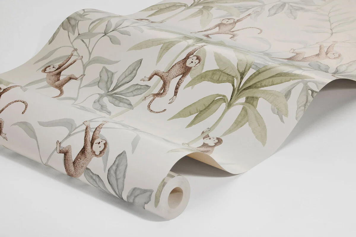 Jungle Friends Children's Wallpaper in White
