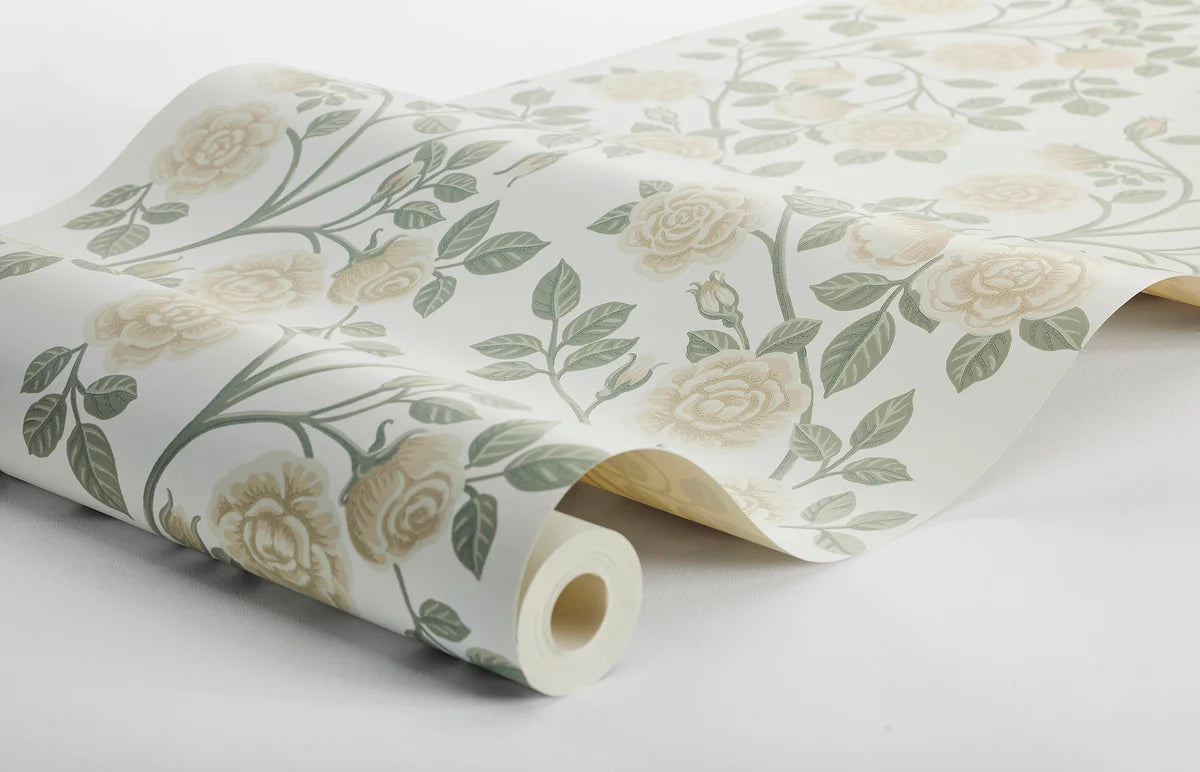 Tapete mit floralem Muster ELSA in Weiß mit Gelb