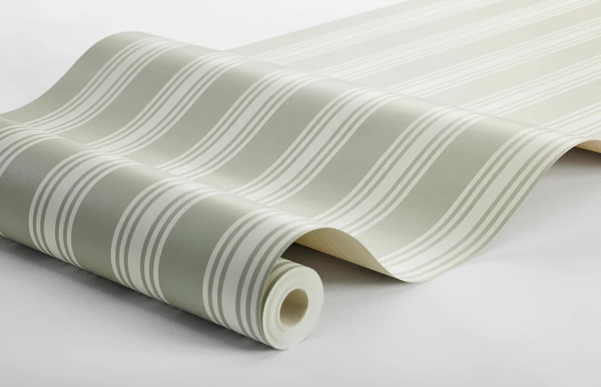 Tapete mit Streifen GUNNEBO grün mit weiß
