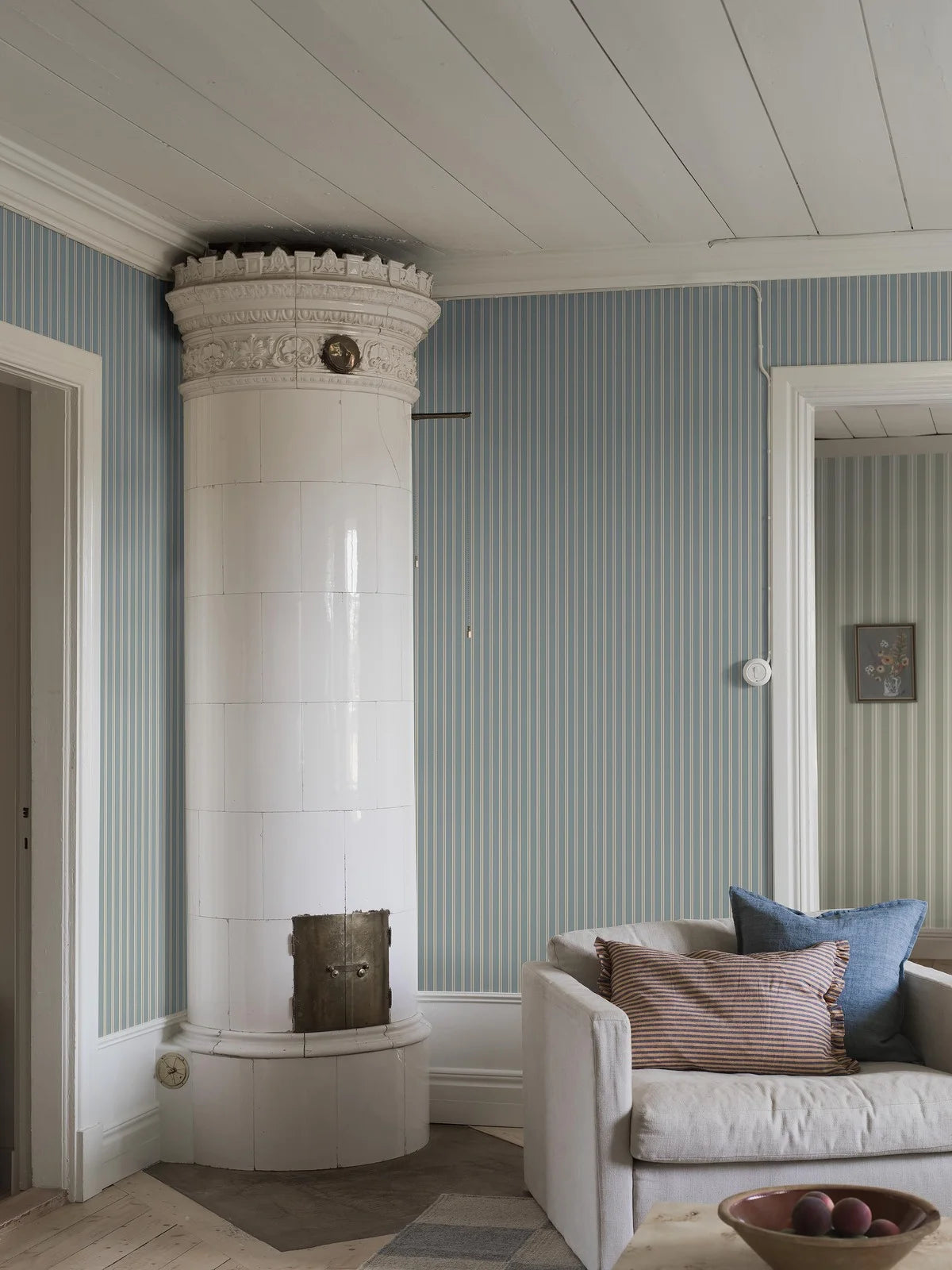 Tapete mit Streifen PÄRLRAND blau-beige