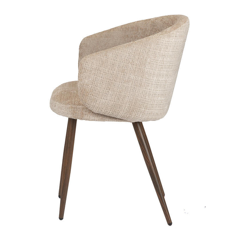 LUNA Chair in Cream Beige with Dark Wooden Base