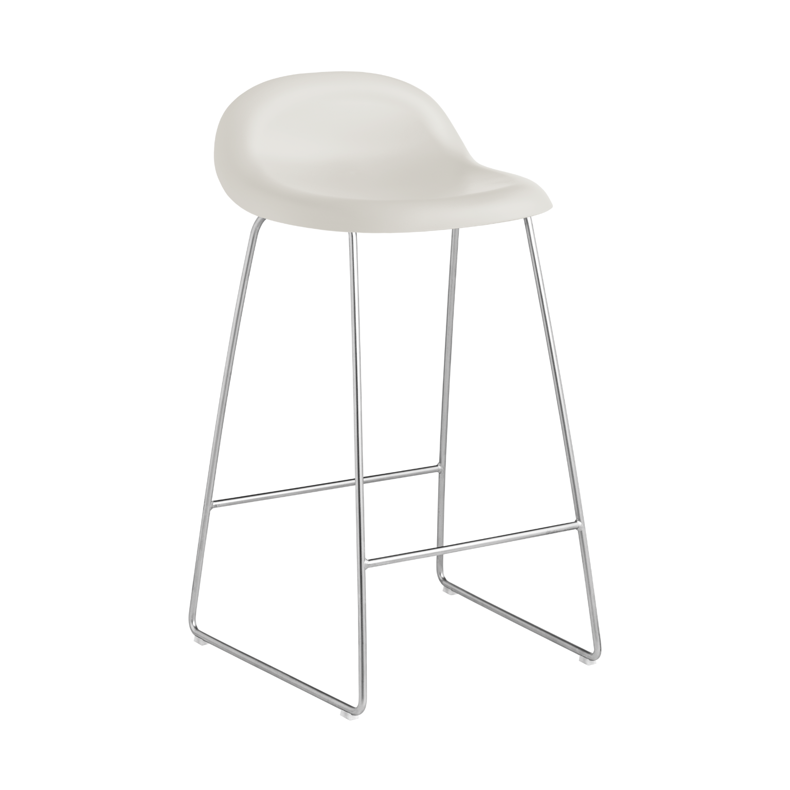 GUBI 3D stool with white seat and chrome base