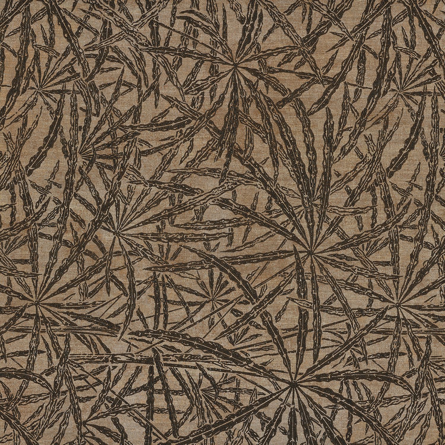 Strukturierte Tapete mit pflanzlichem Motiv von Palmenblättern PALMYRE - BEIGE