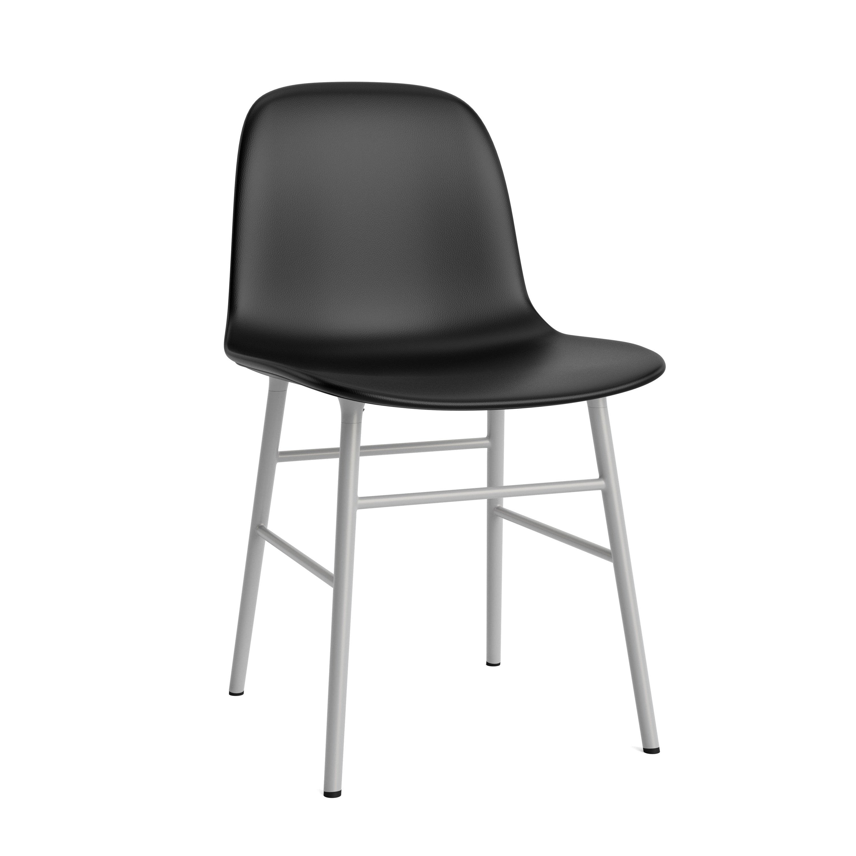 Upholstered chair with a gray base