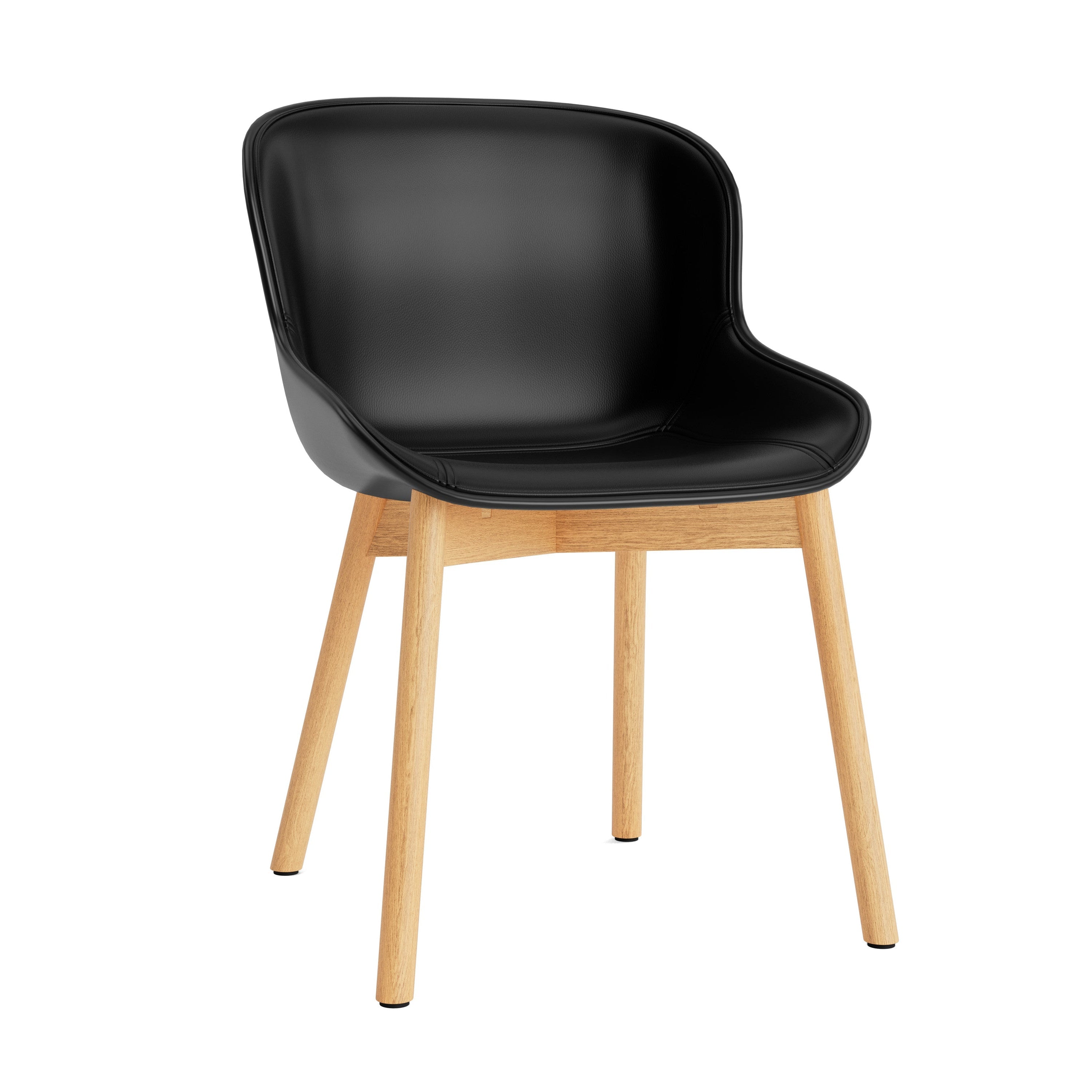 Upholstered chair Hyg black with a natural oak base