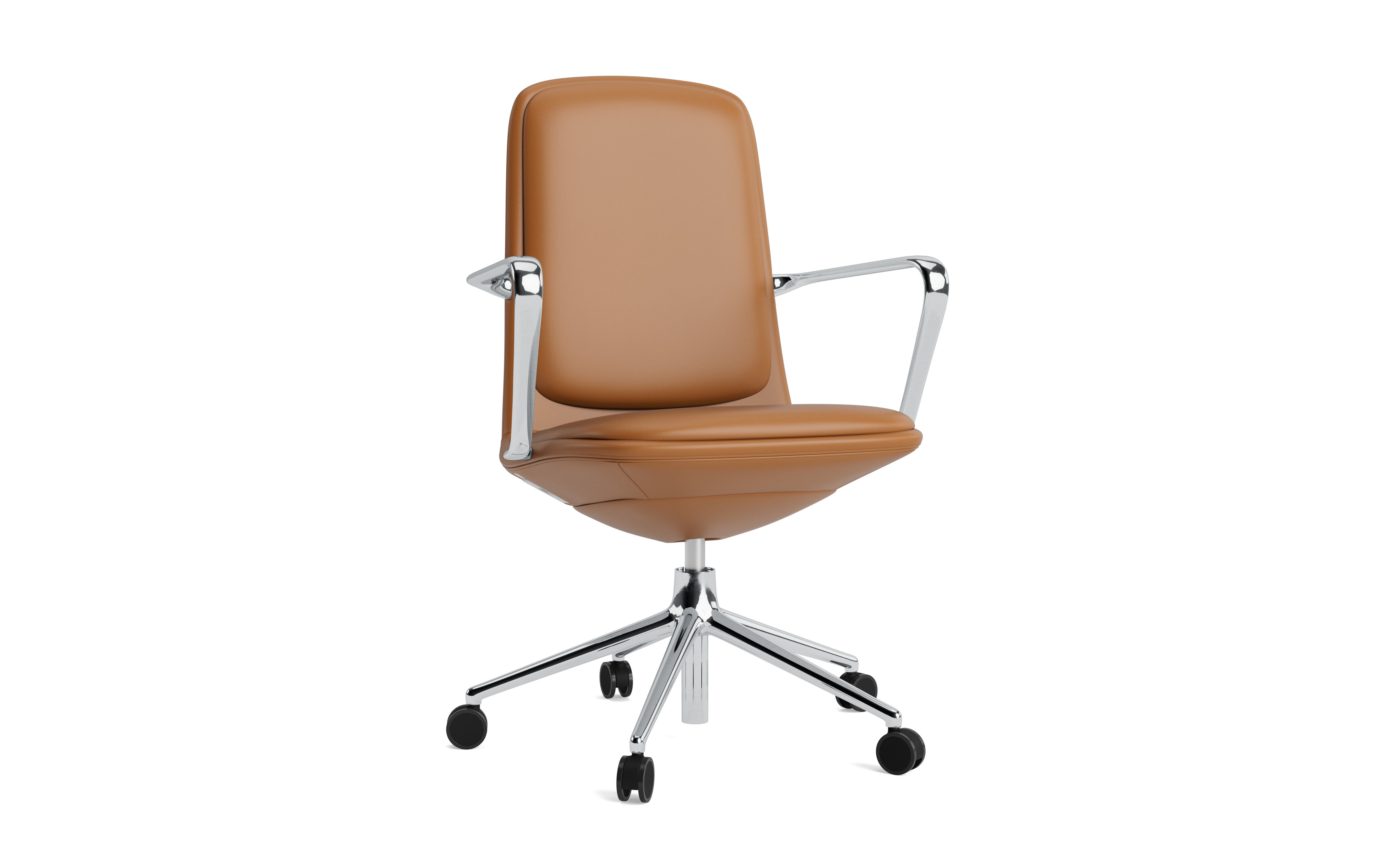 Polsterer Bürostuhl mit low 5W -Armlehnen mit einer Aluminiumbasis