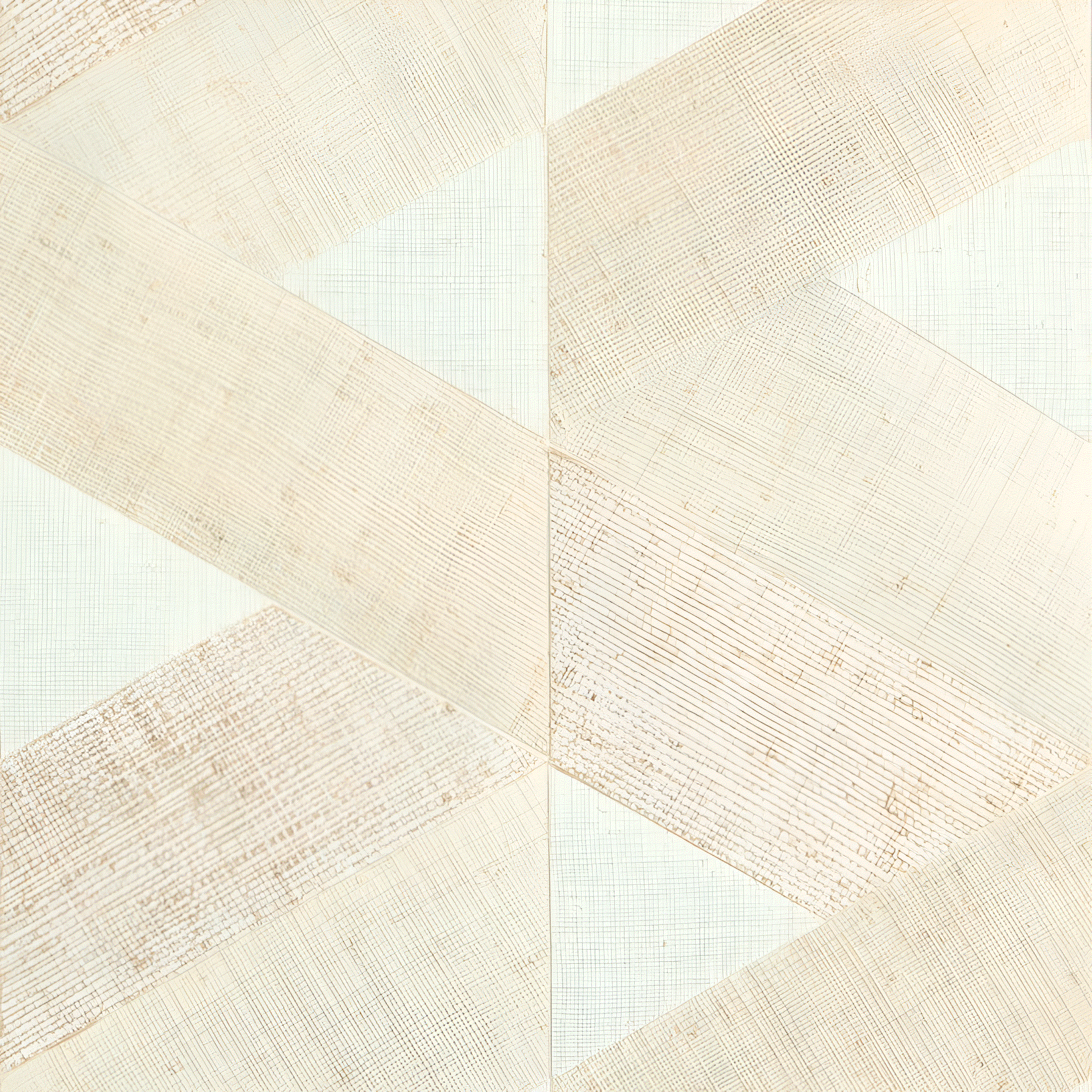 Natural wallpaper with a geometric pattern made of raffia SOLAL - WHITE with beige